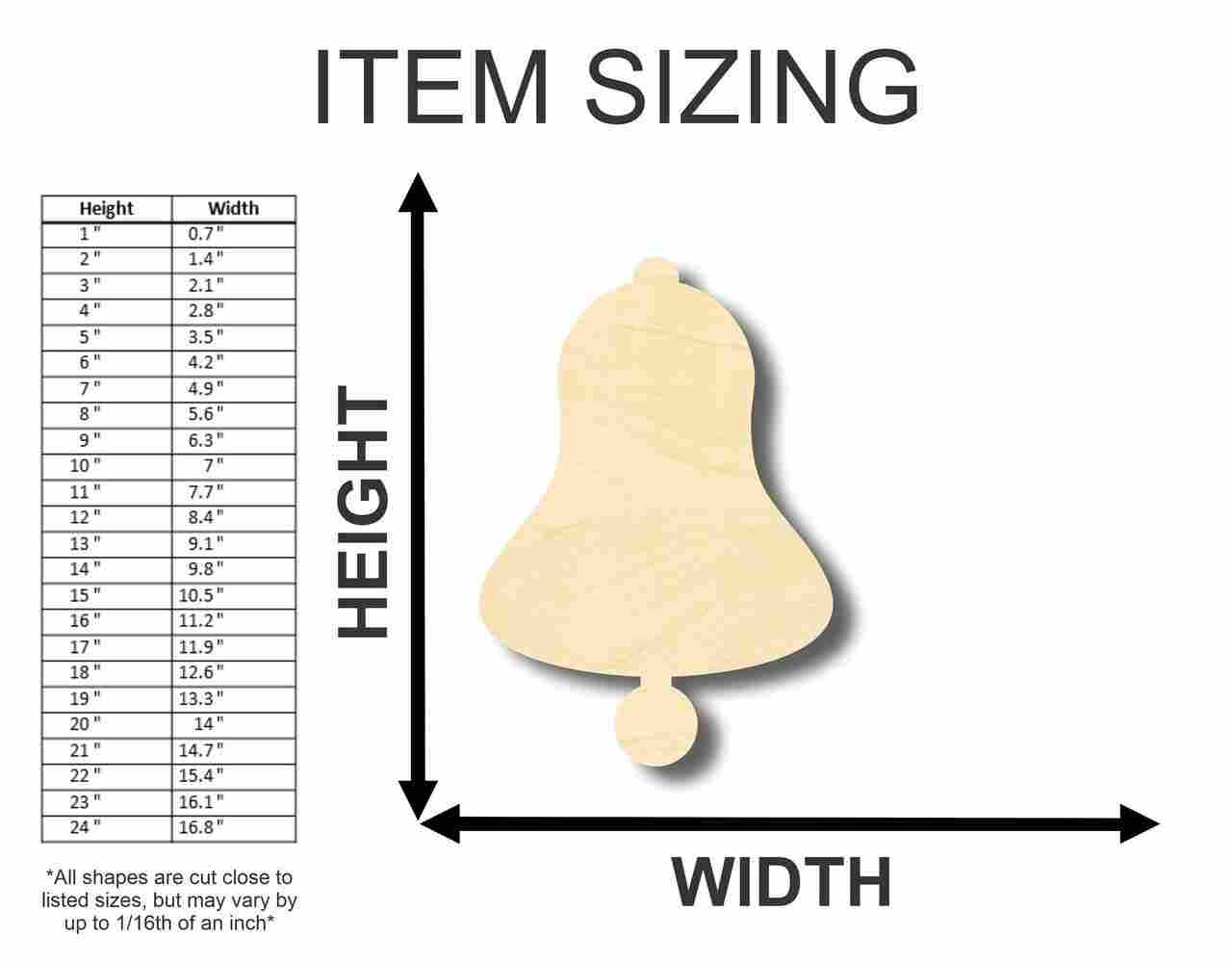 Unfinished Baltic Birch Wood Bell Shapes for DIY Crafts - Up to 24 Inches for Multiple Projects
