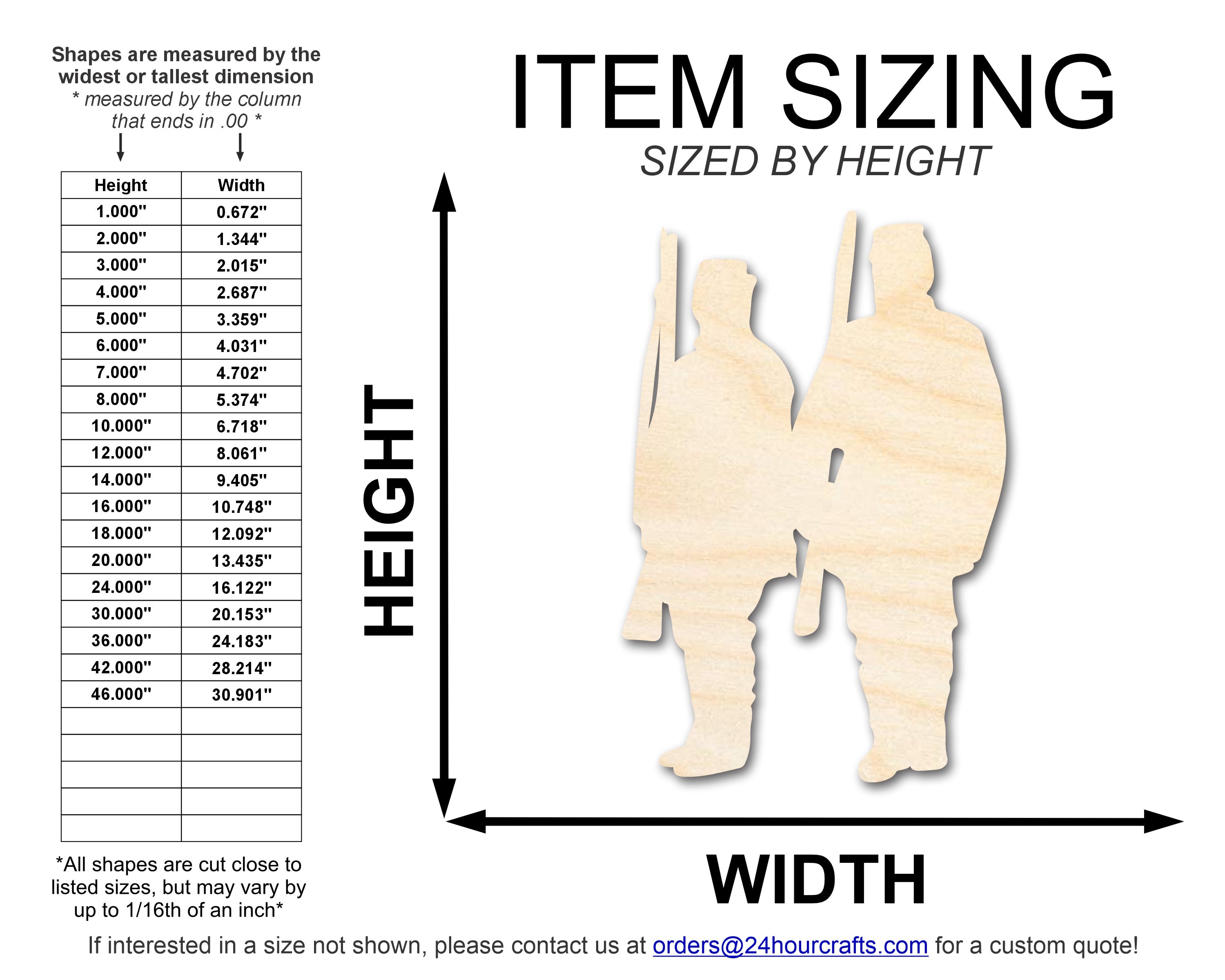 Unfinished Baltic Birch Two - Soldier Shape DIY Craft Cutouts up to 46 Inches