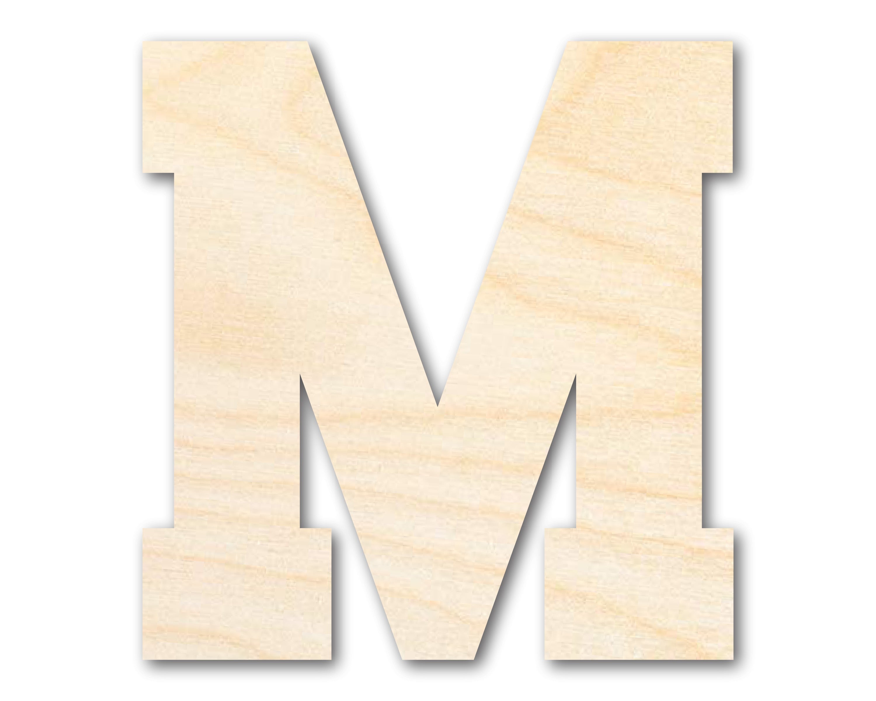 DIY Unfinished Baltic Birch Varsity Team Font - M Shape up to 46 Inches