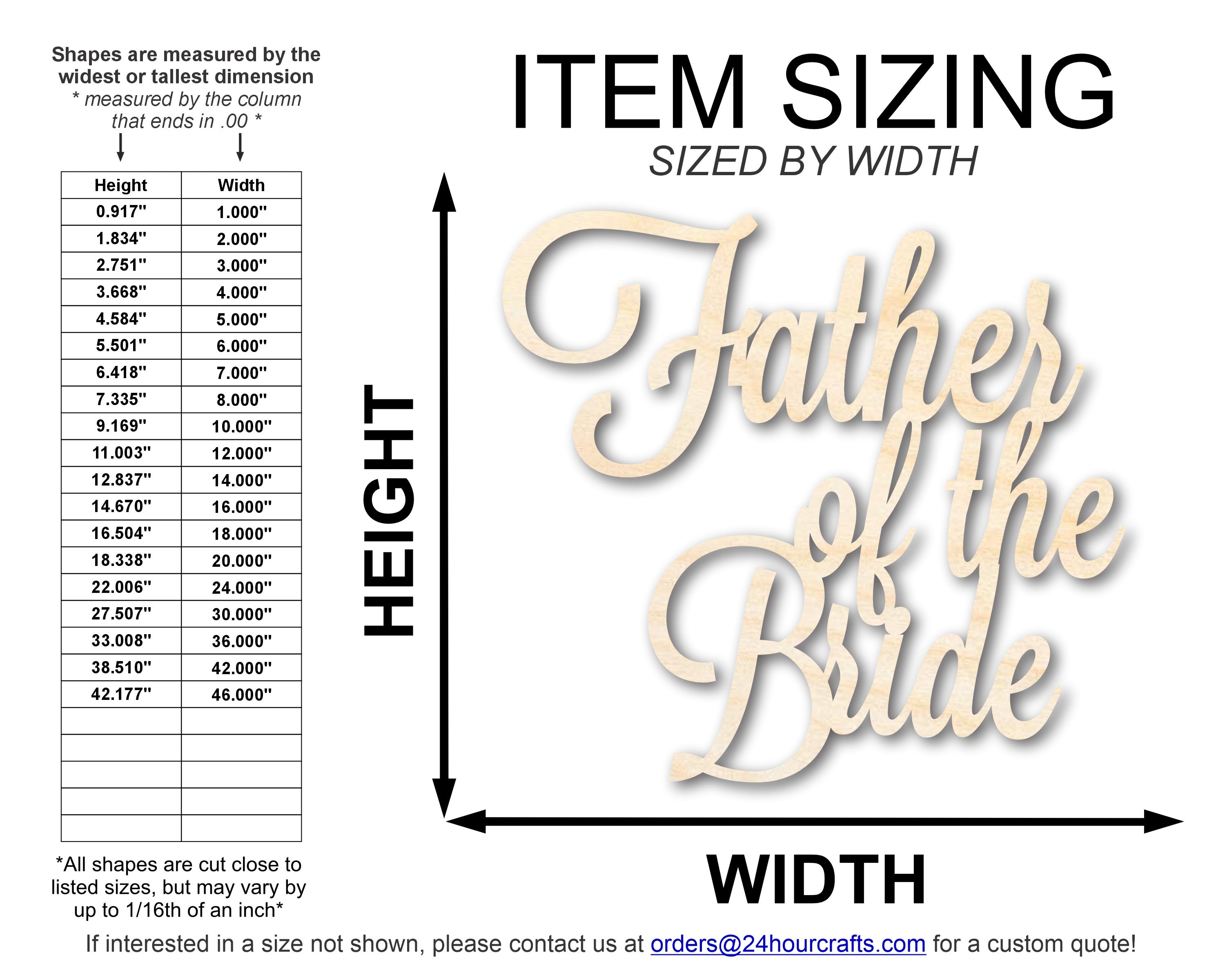Unfinished DIY Craft Cutout in the Shape of Father of the Bride, Up to 46 Inches for Do - It - Yourself Projects