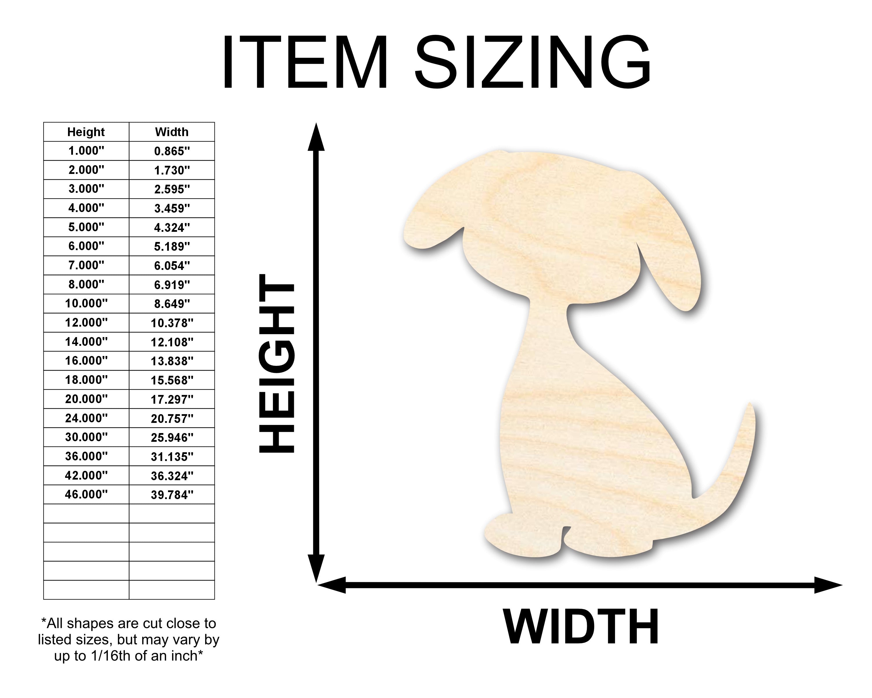 Unfinished Baltic Birch Wood Craft Cutout of a Cute Sitting Dog Silhouette | Ideal for Up to 46 DIY Projects