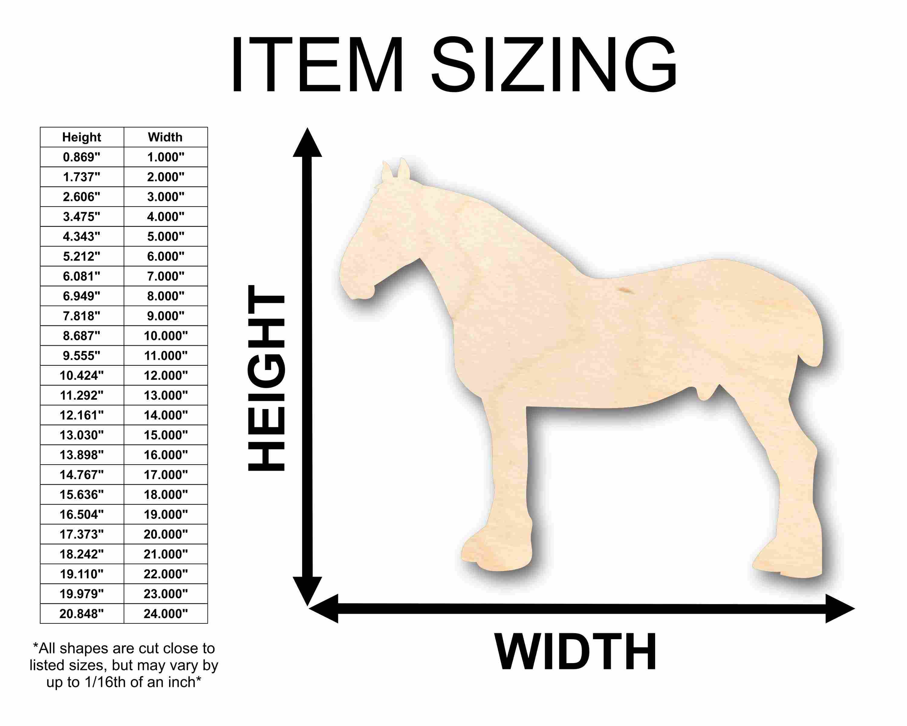 Unfinished Baltic Birch Plywood Clydesdale Horse Silhouette for Up to 46 DIY Craft Projects