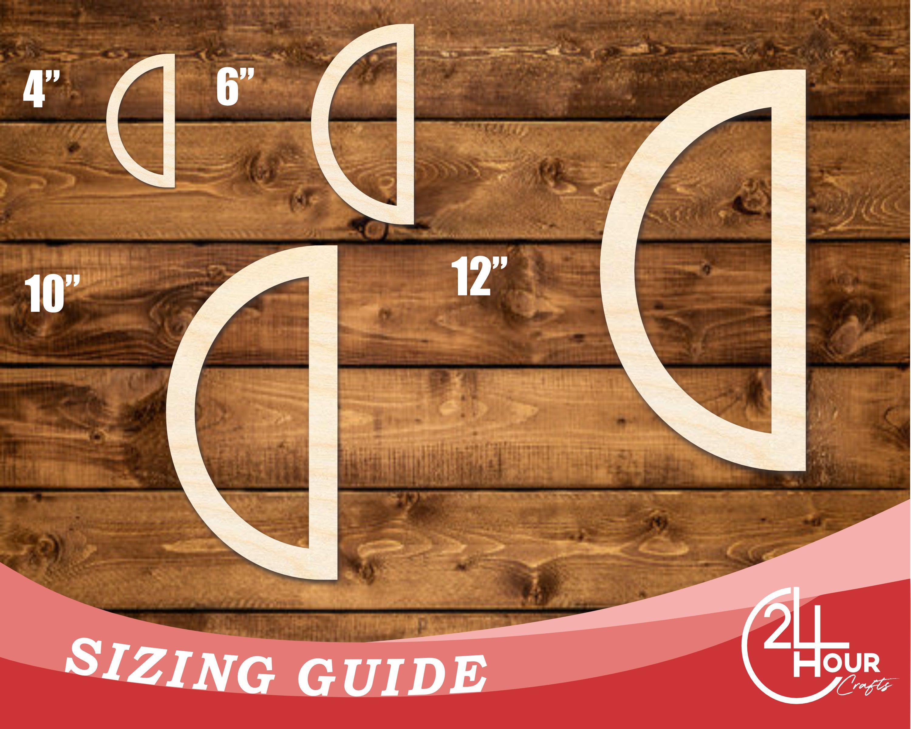 Unfinished Baltic Birch Half - Circle Cutout for Up to 46 DIY Crafts