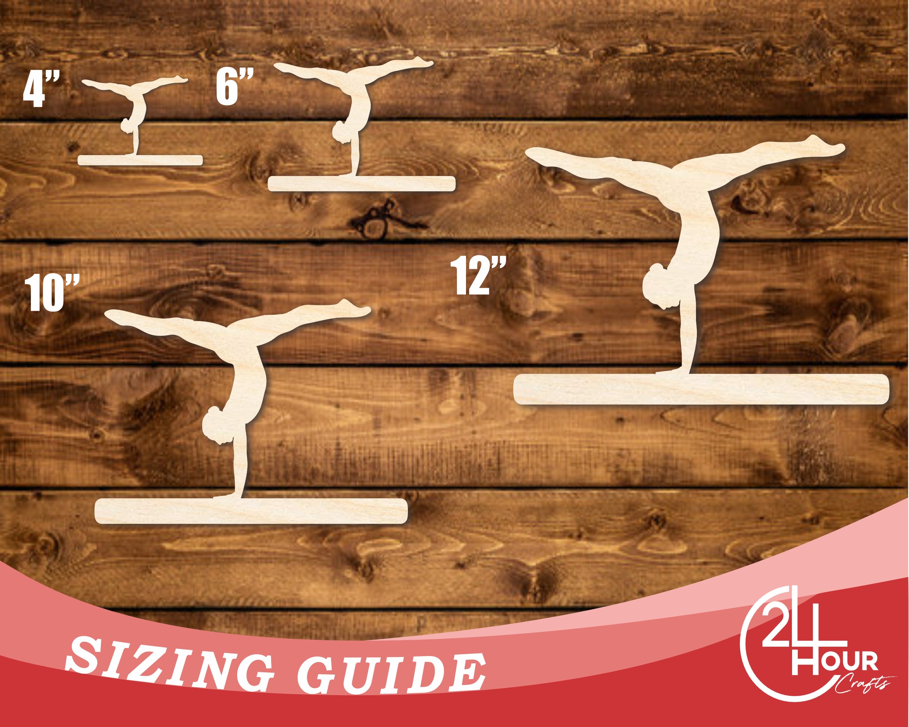 Unfinished Baltic Birch Wood Gymnast Balance Beam Shape DIY Craft Cutout with Sizes up to 46 Inches for Multiple DIY Projects