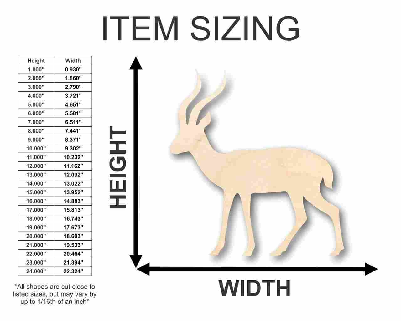 DIY Unfinished Wood Gazelle Shape for Safari Crafts up to 46