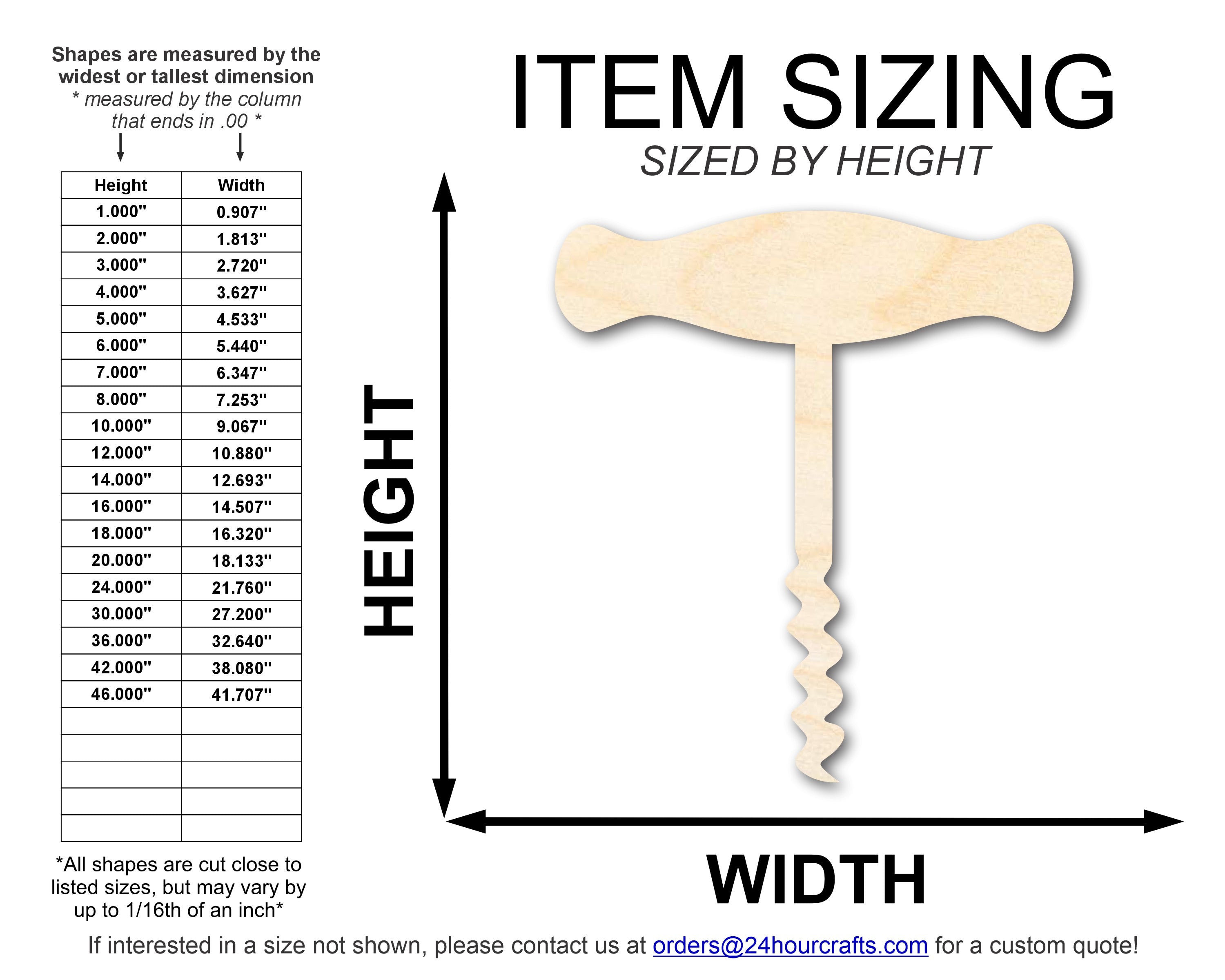 Unfinished Baltic Birch Wood Wine Opener Shape DIY Craft Cutout with Up to 46 Different Sizes for Creative Projects
