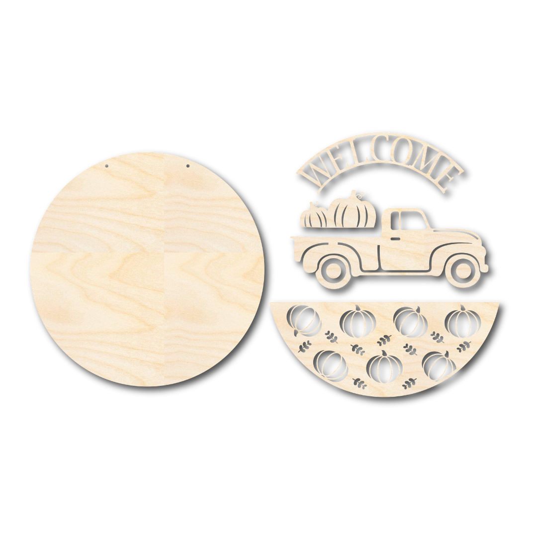 Unfinished Wood Craft Cutouts for Fall Welcome Door Sign Kit, 1/4 Inch Thick