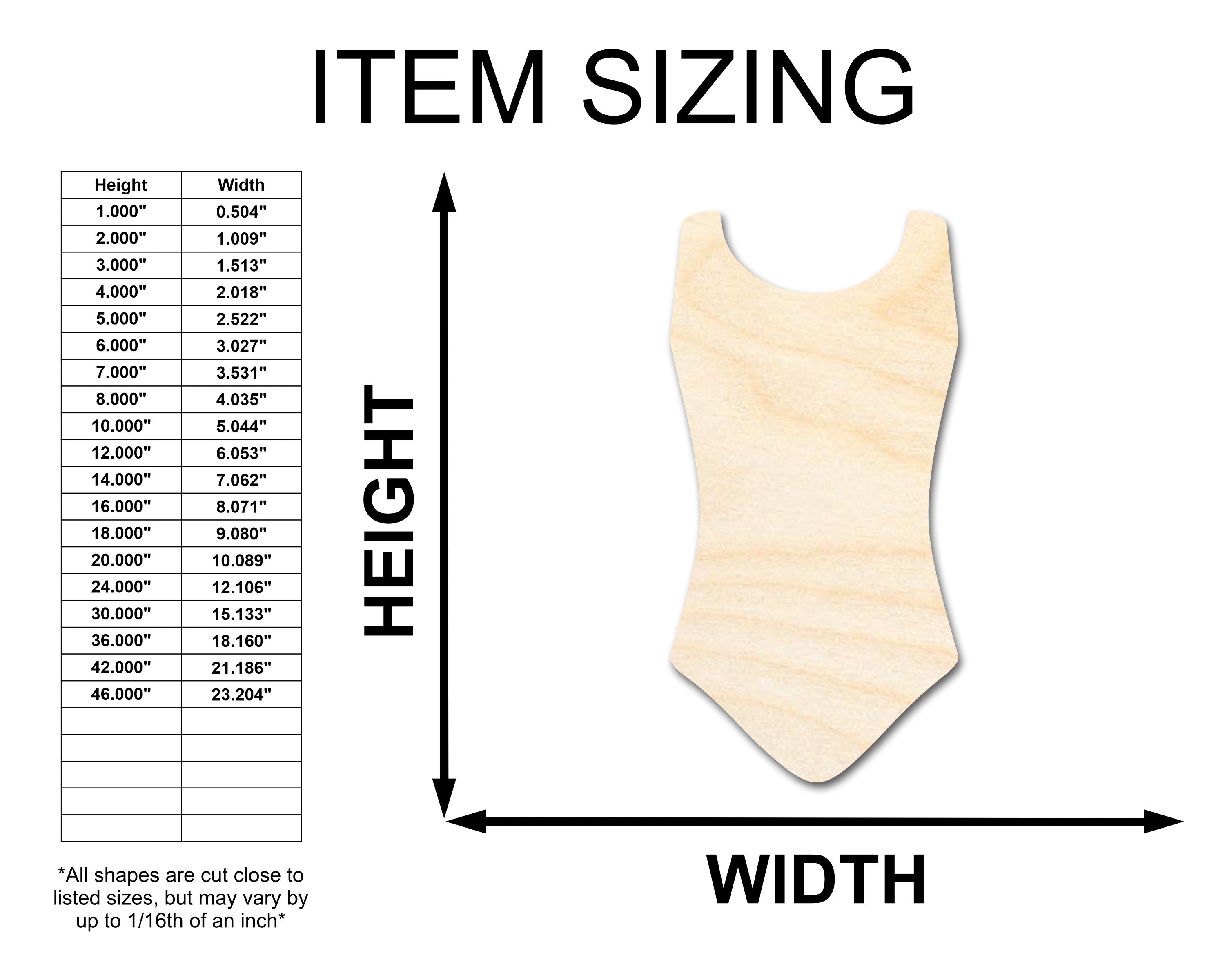 DIY Unfinished Baltic Birch Wood Swimsuit Shape Cutout up to 46 Inches