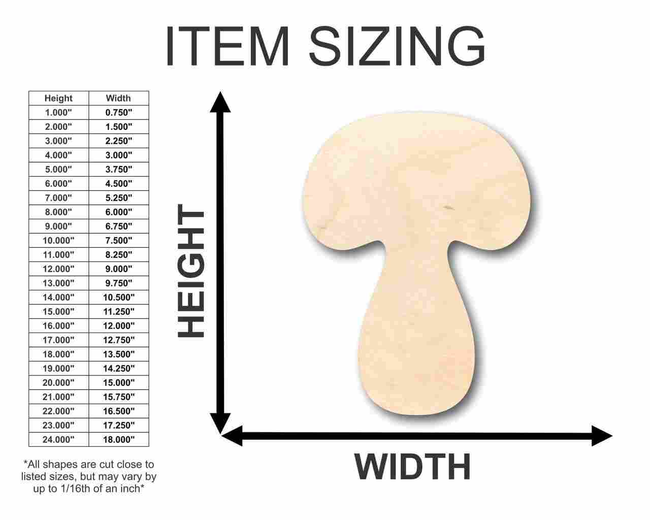 DIY Unfinished Wood Mushroom Shapes - Ideal for Nature, Food, and Crafts, up to 24"