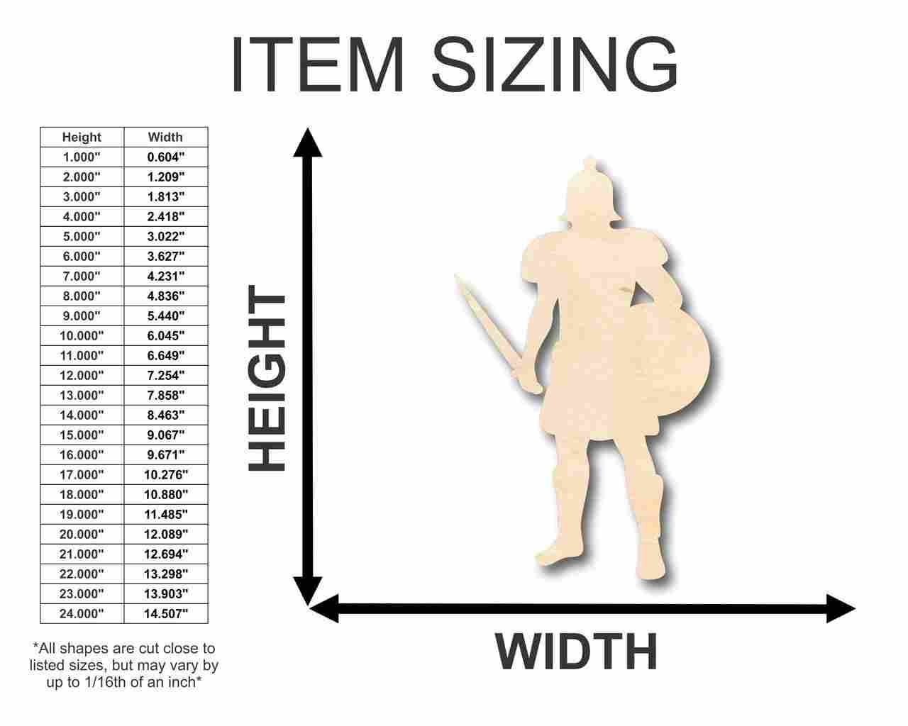 Unfinished DIY Wood Gladiator Shapes for Roman History Crafts - Sizes Up to 46 Inches Available