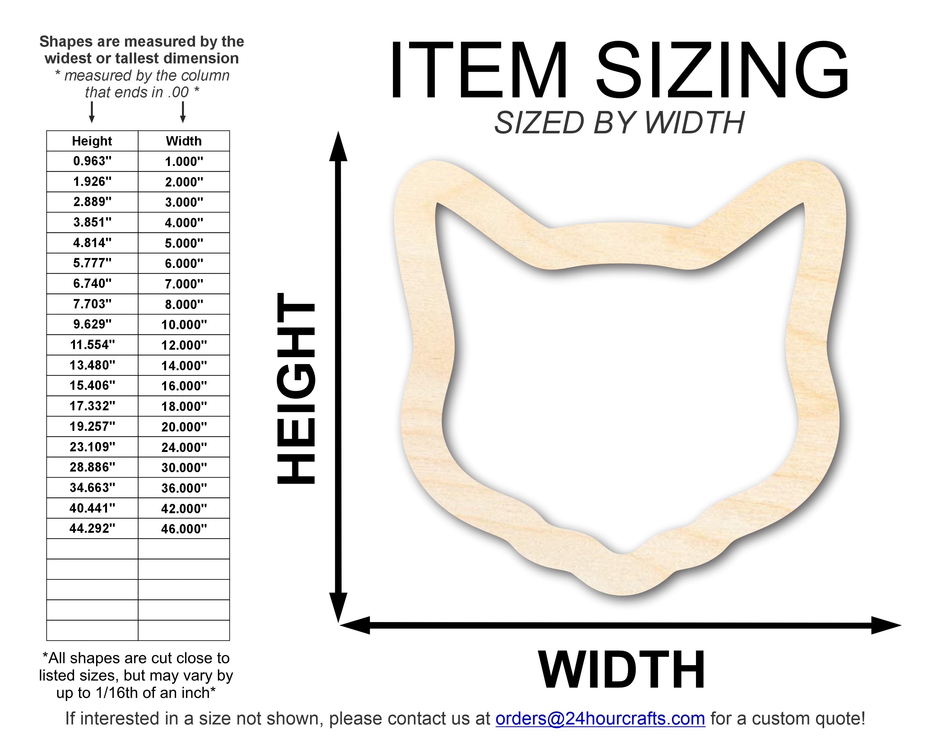 Unfinished DIY Craft Cutout of Wood Cat Head Outline Shape with Up to 46 Different DIY Options