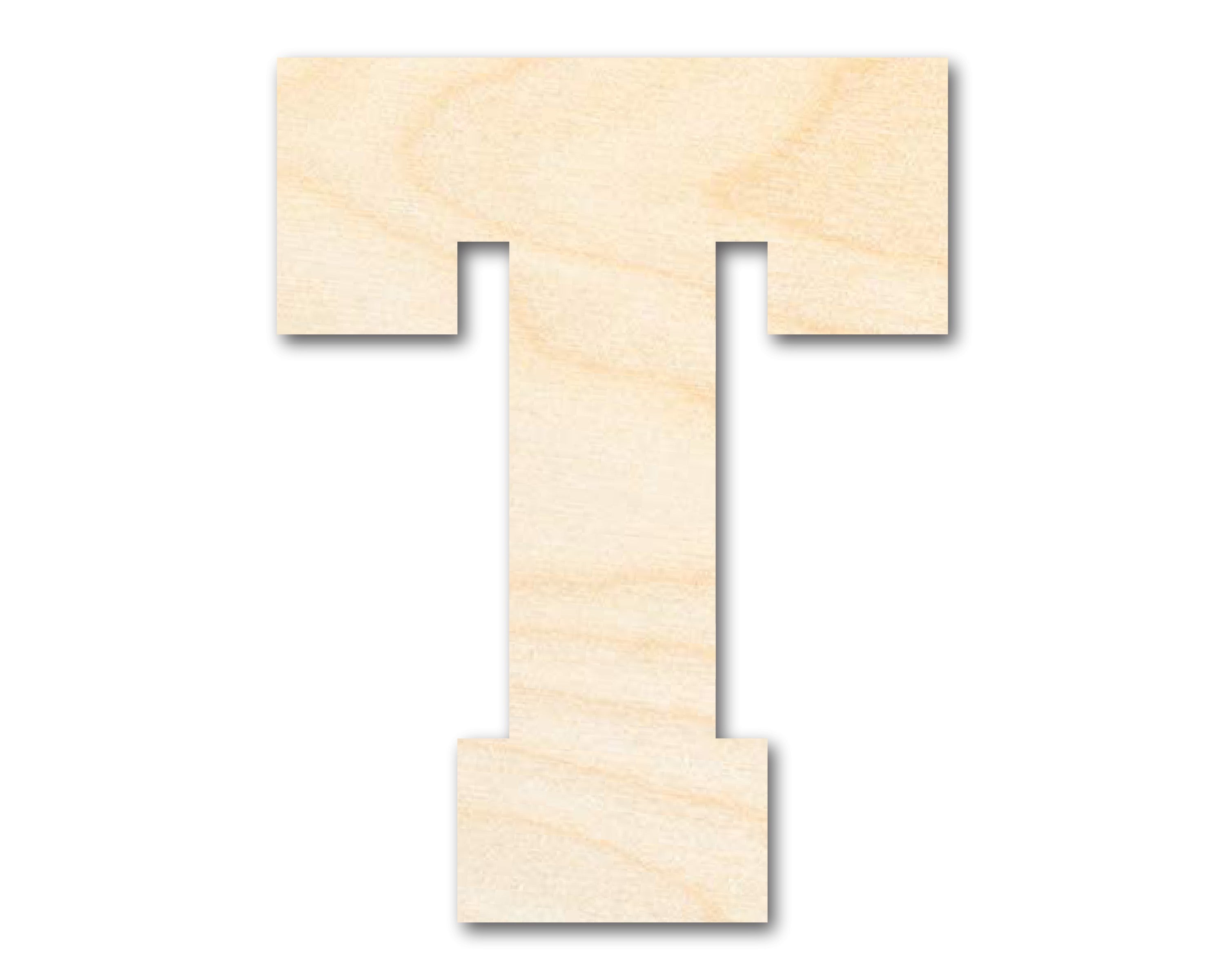 Unfinished Baltic Birch Varsity Team T - Shape DIY Craft Cutouts up to 46 Inches