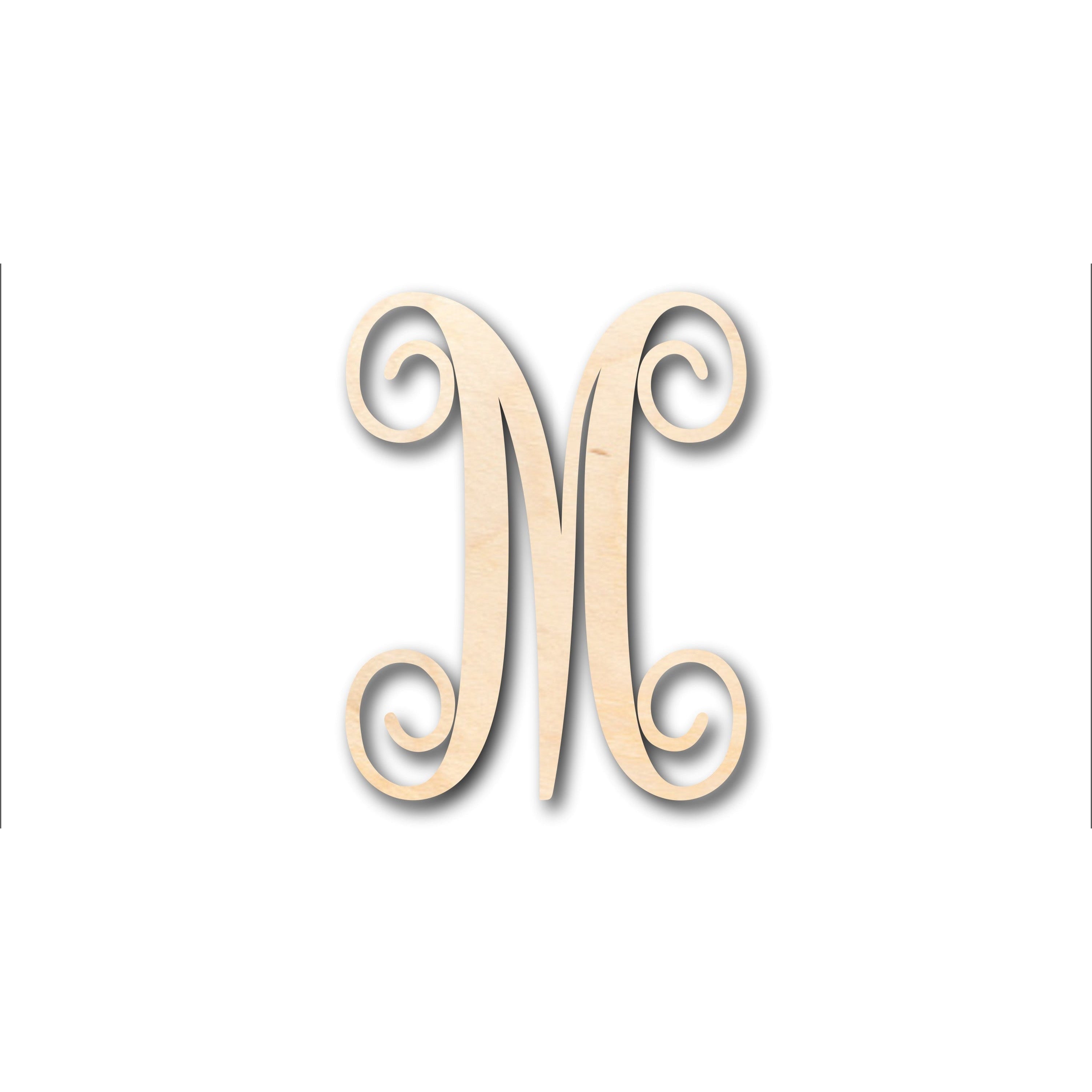 DIY Unfinished Wood Monogram M Shape - Up to 46 for Craft Projects