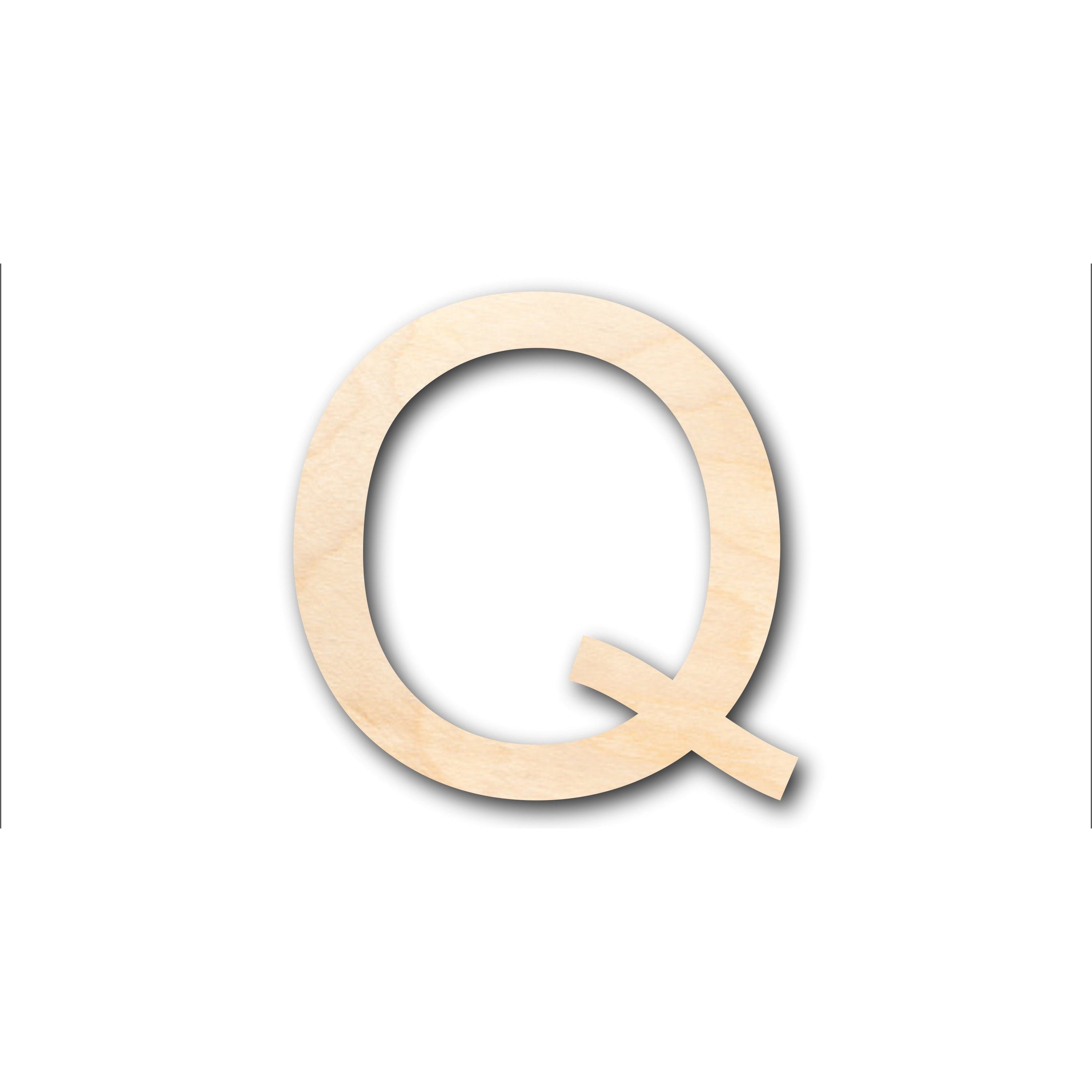 DIY Unfinished Wood Arial Letter Q Shape, Up to 46 for Crafts