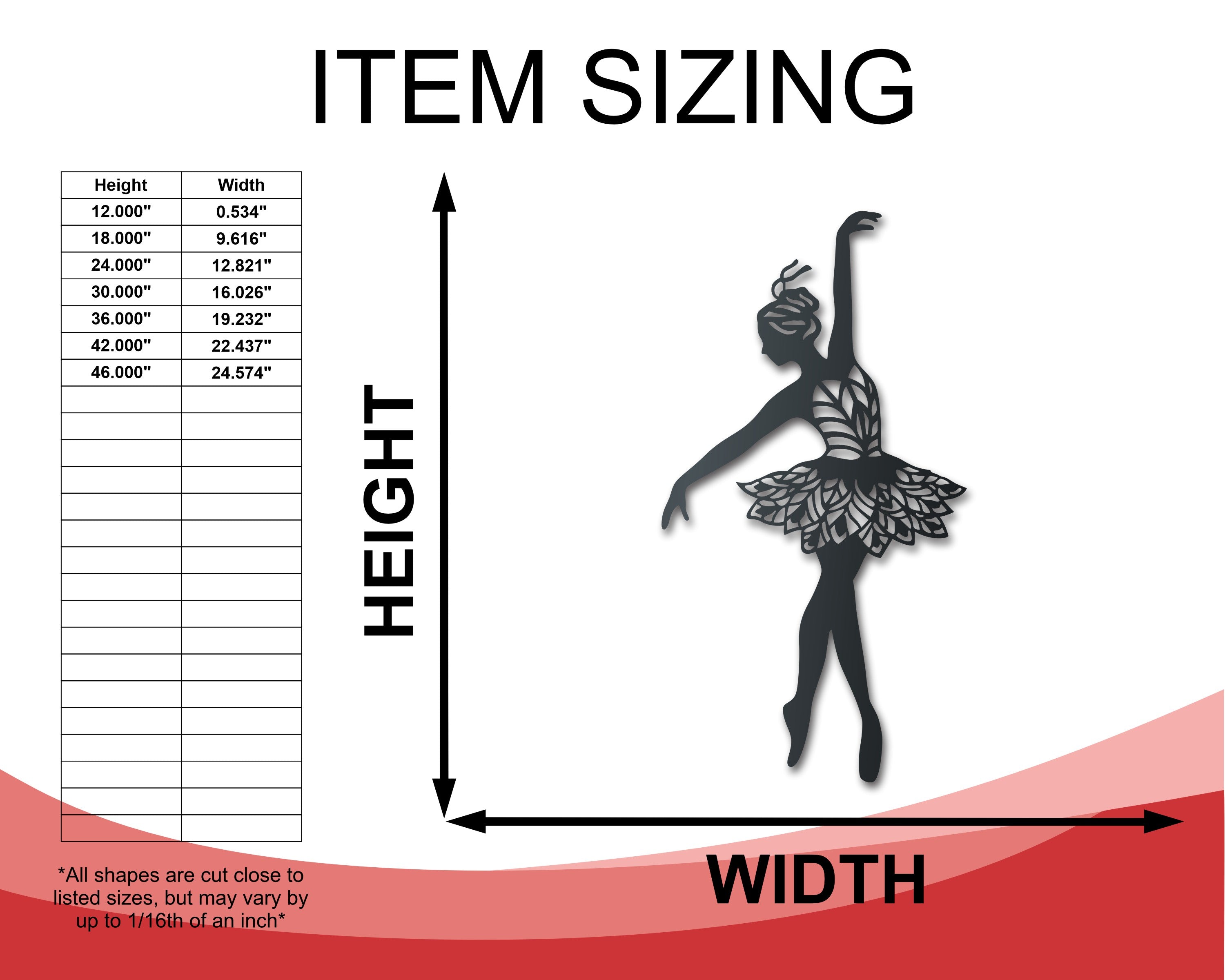 Indoor/Outdoor Metal Ballerina Dancer Wall Art with Over 20 Color Choices