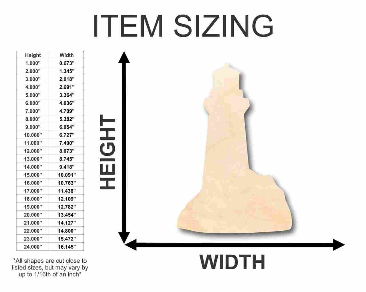 DIY Unfinished Wood Lighthouse Shape for Ocean, Beach, Nursery Crafts (Up to 46)