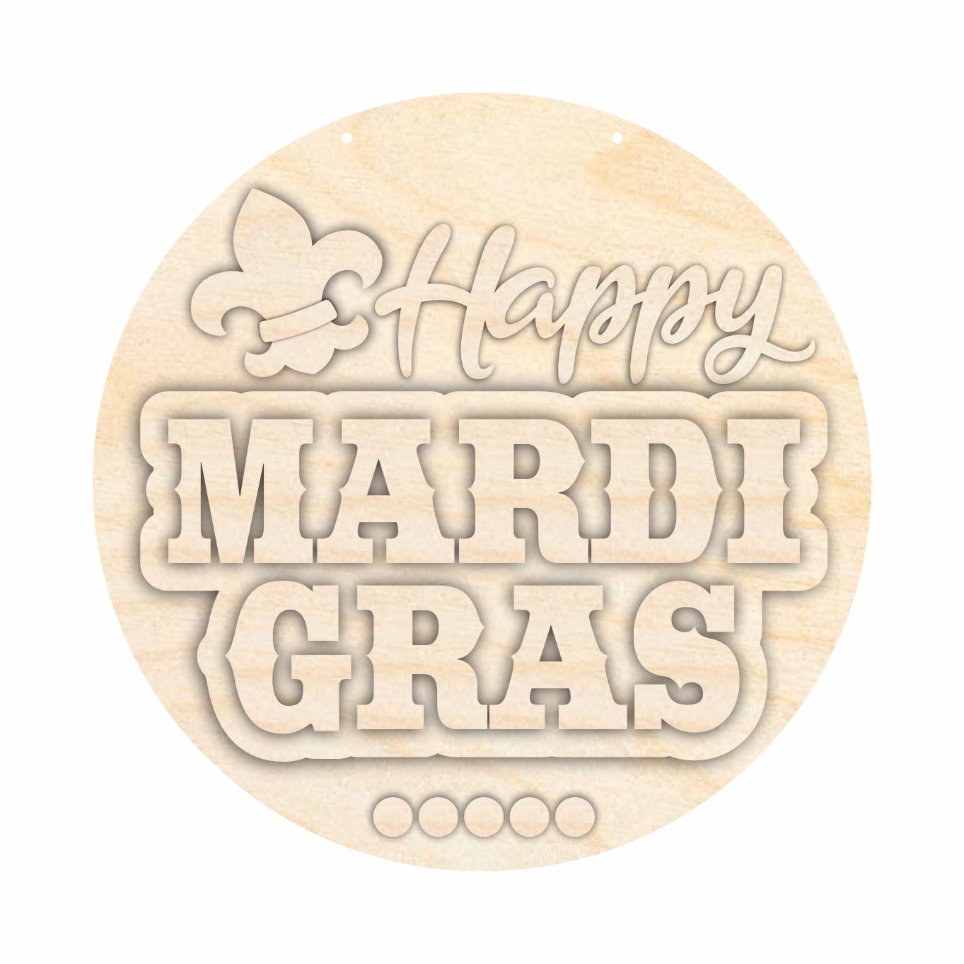 1/4 Thick Unfinished Wood Mardi Gras Door Sign Craft Kit for Custom Decor