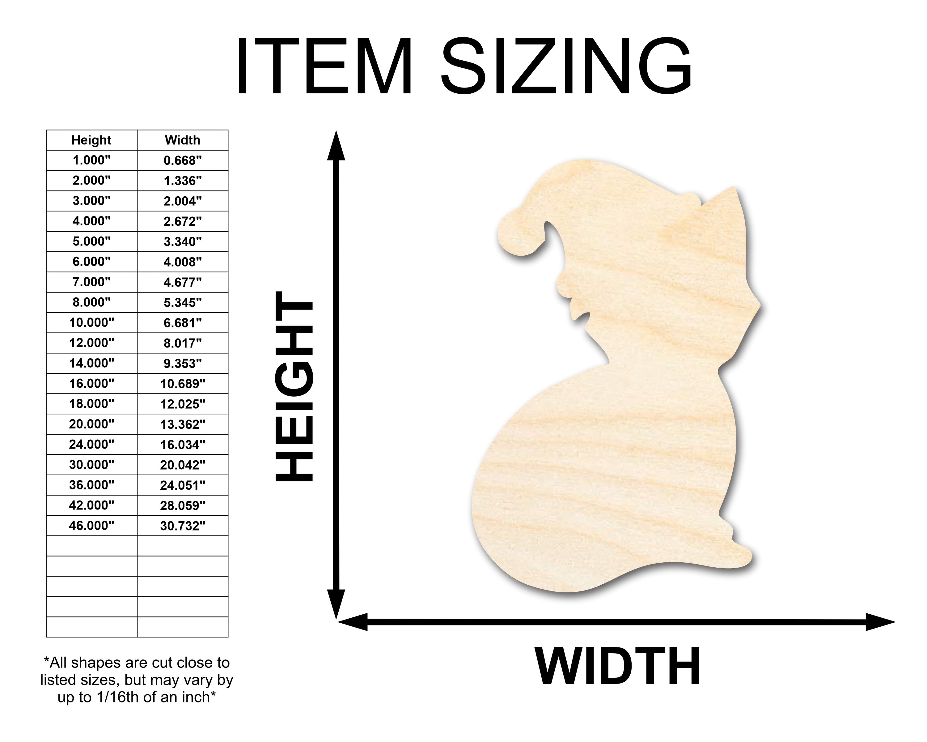 Unfinished Wood DIY Christmas Craft Cutout in Santa Hat Cat Shape | Up to 46 Different DIY Options