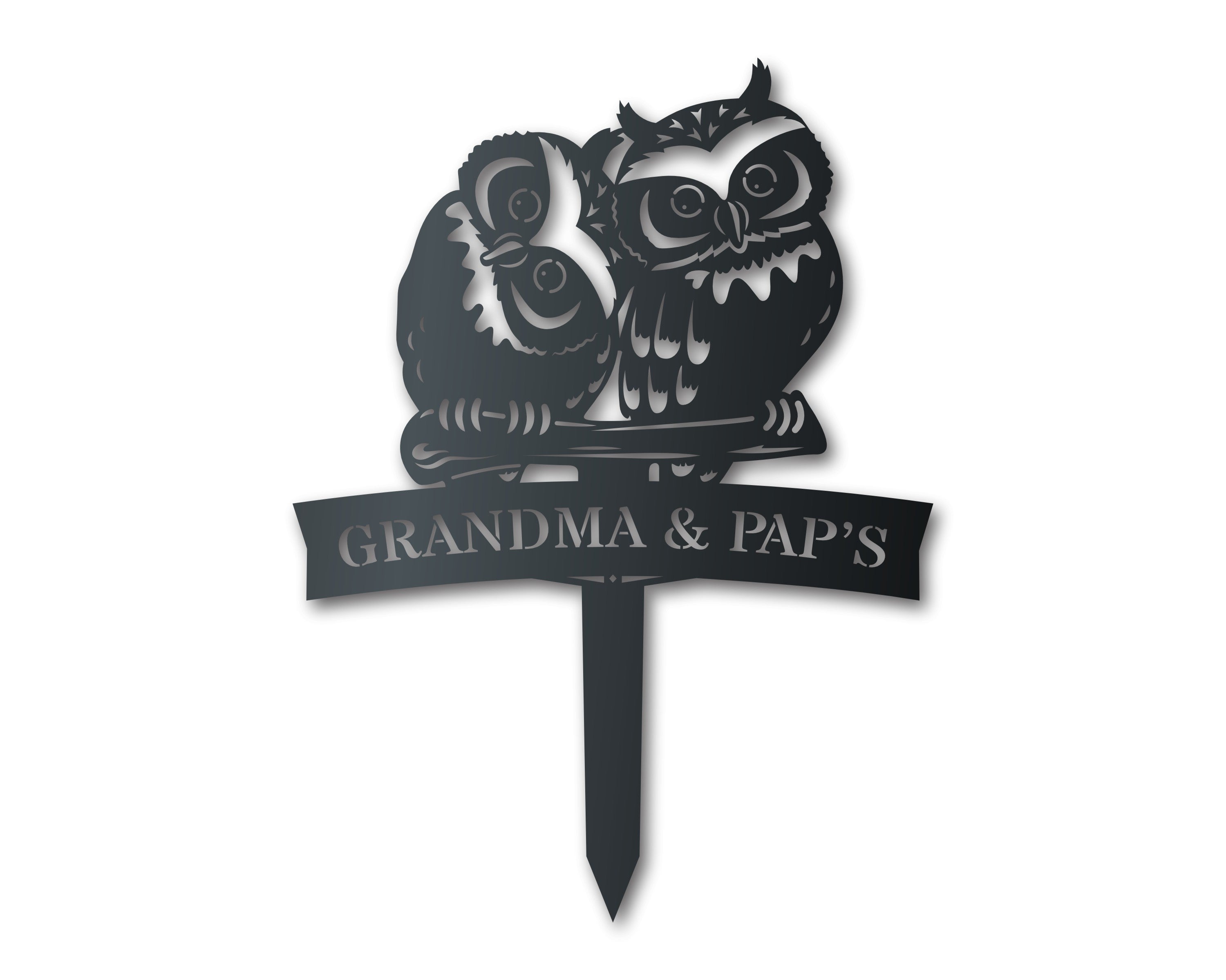 Customizable Metal Owl Couple Garden Stake Art with 14 Color Choices