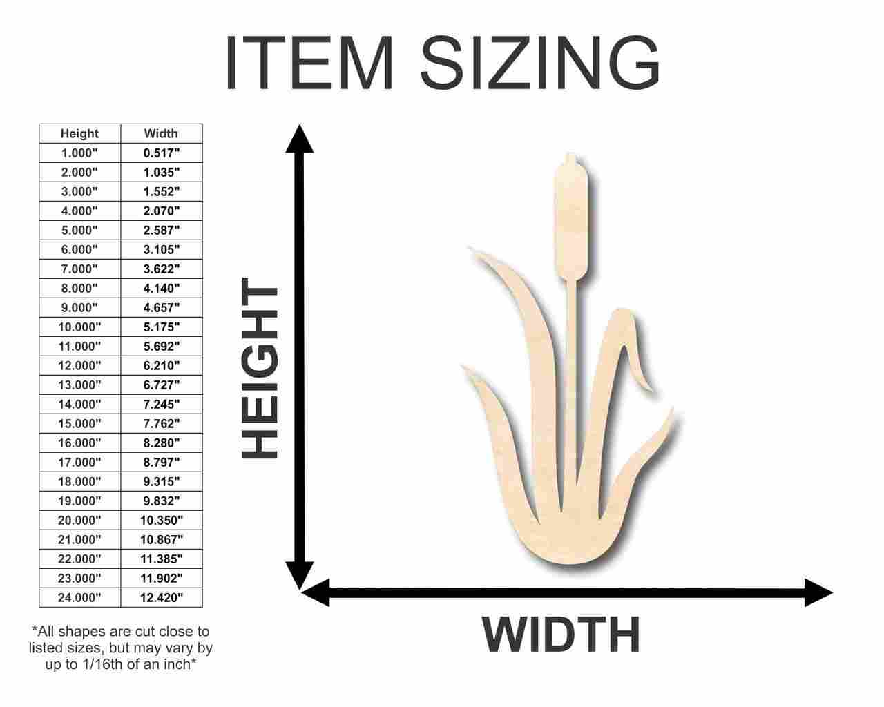 DIY Unfinished Wood Cattail Shape for Plant Crafts up to 46 Inches