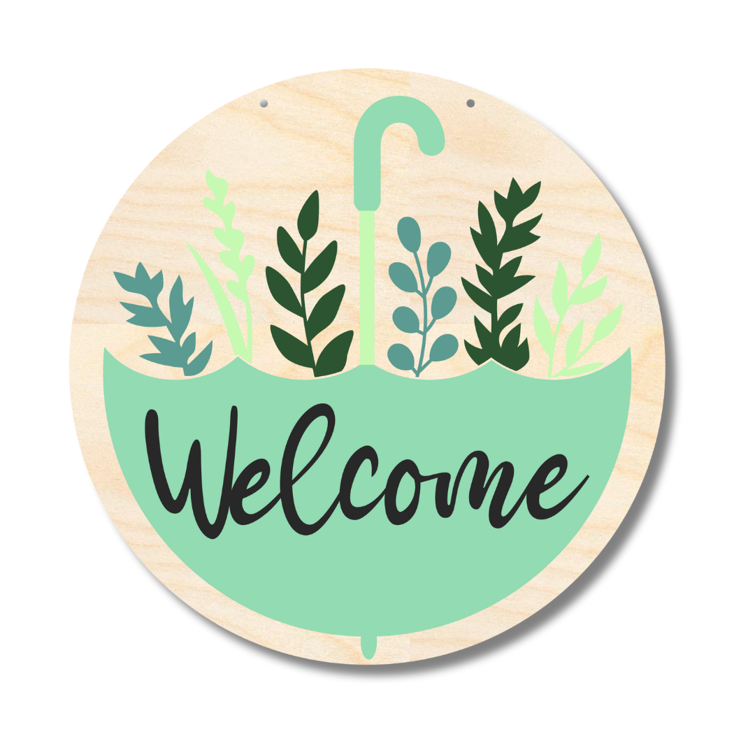 Unfinished Wood Spring Welcome Door Sign Craft Kit - 1/4 Inch Thick Wood Cutouts for Decorative Use