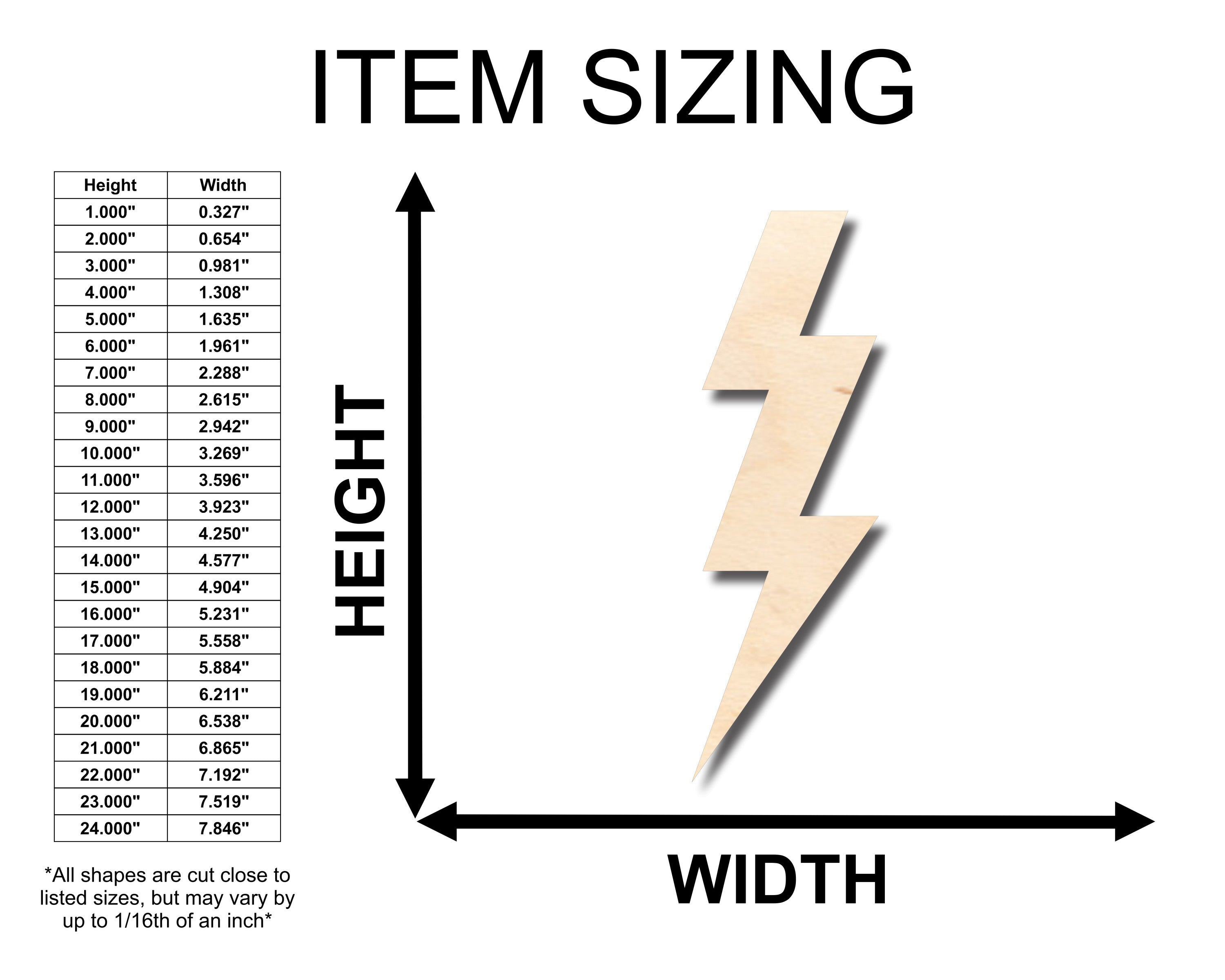 DIY Unfinished Wood Lightning Bolt Shapes up to 46 Inches for Crafts