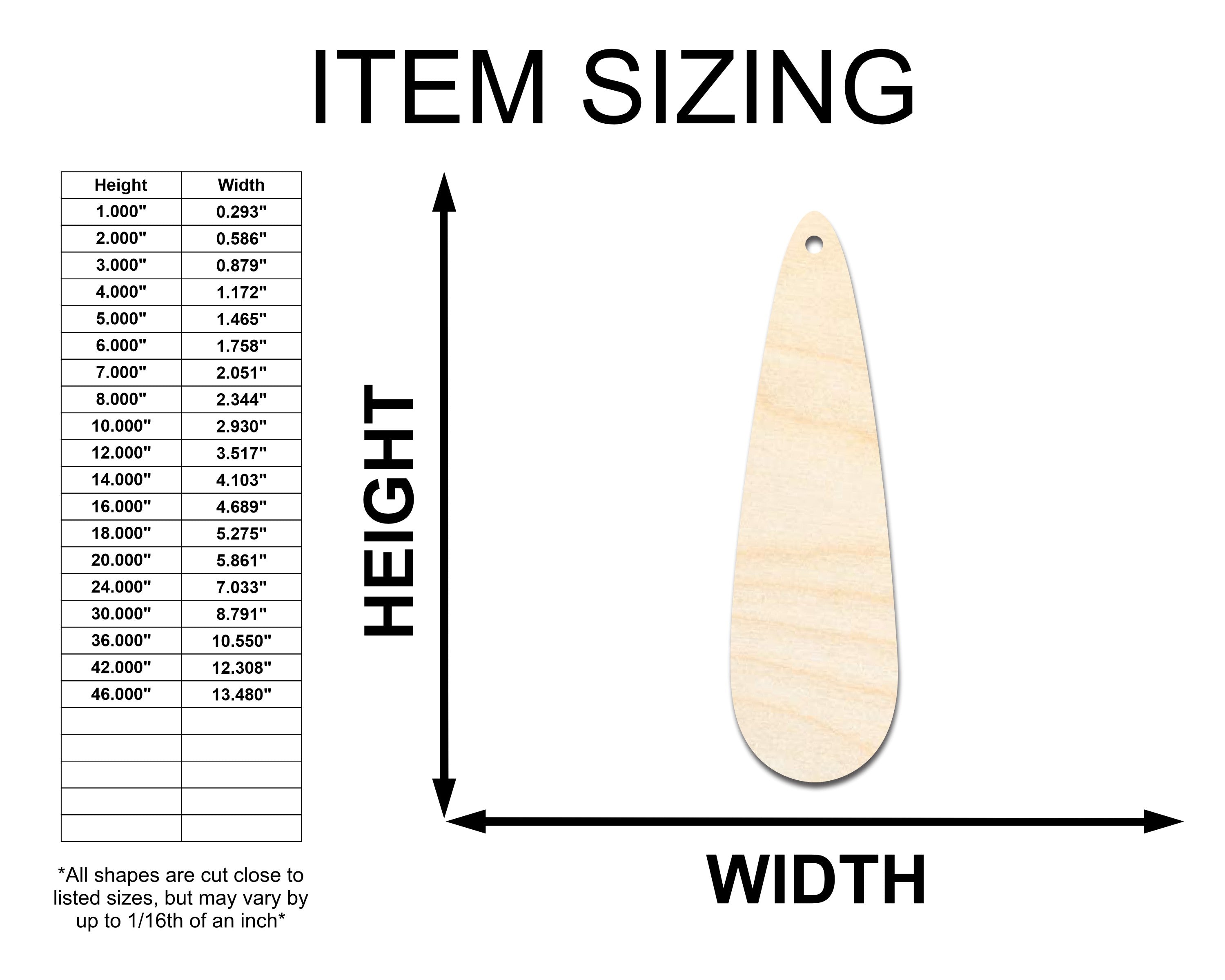 Unfinished DIY Jewelry Craft Long Drop Wood Earring Blank Pairs - Available in Sizes from 1 to 3 Inches