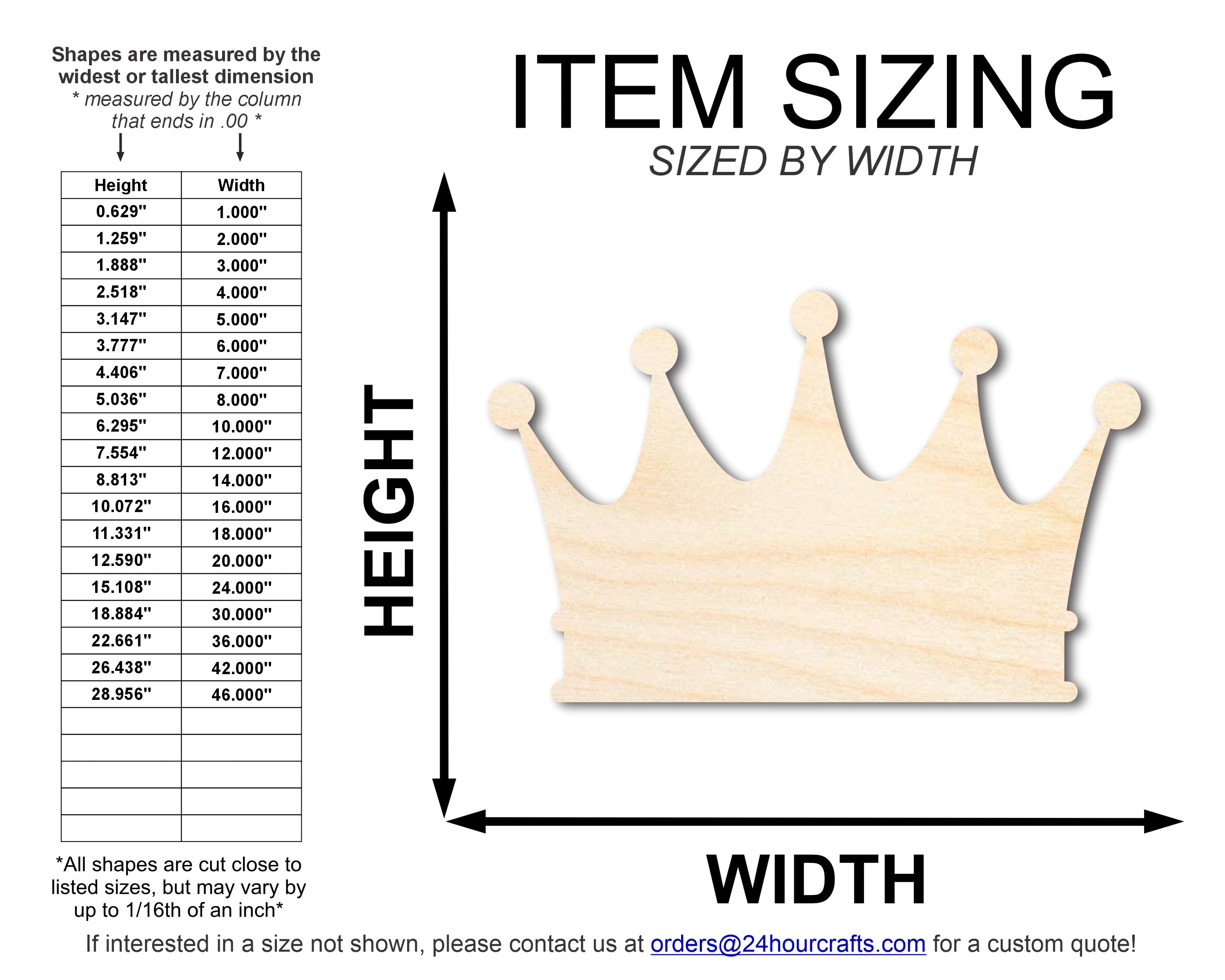 Unfinished Medieval Pirates Crown Shape DIY Craft Wood Cutout, Sizes Up to 46 Inches