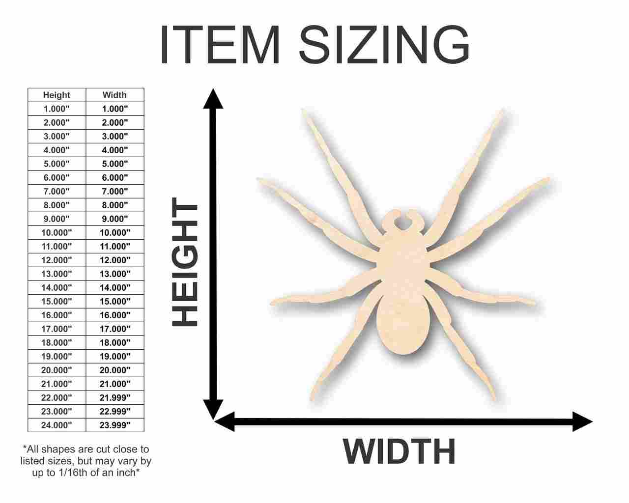 DIY Unfinished Wood Spider Shapes for Crafts, Sizes Up to 24 Inches