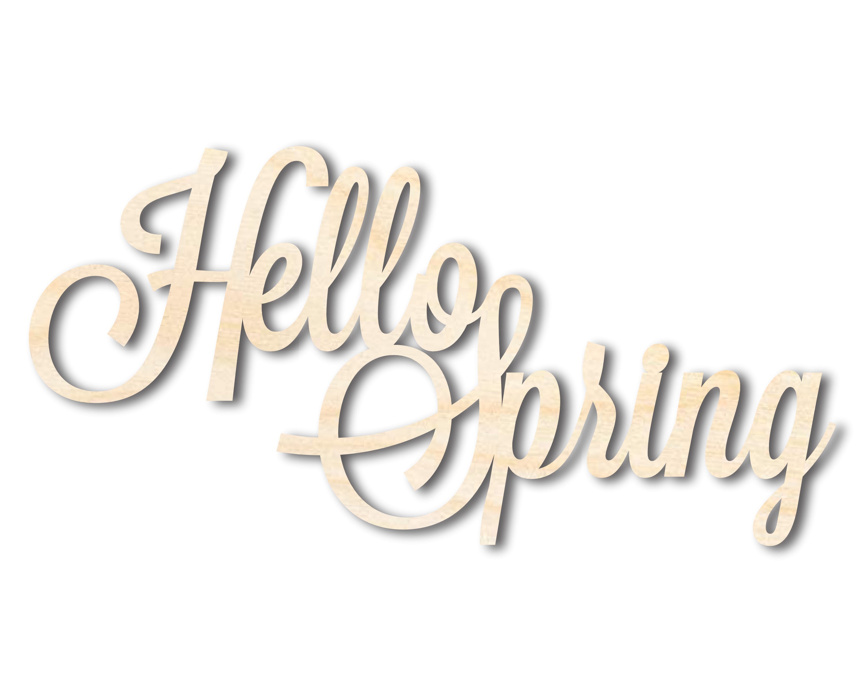 Unfinished Wood Hello Spring Word Craft Shape - Available Sizes up to 46 Inches