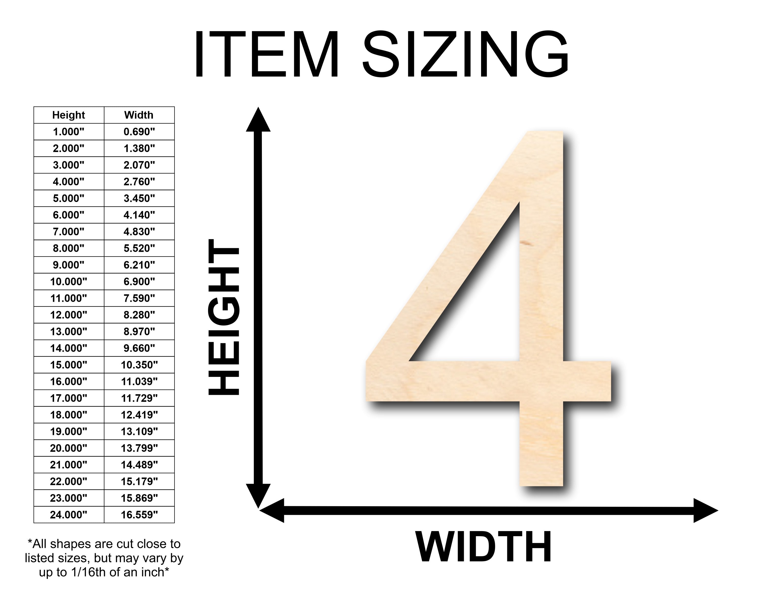 Unfinished Wood Arial Number 4 Shape for Crafting - Ideal for up to 46 DIY Projects