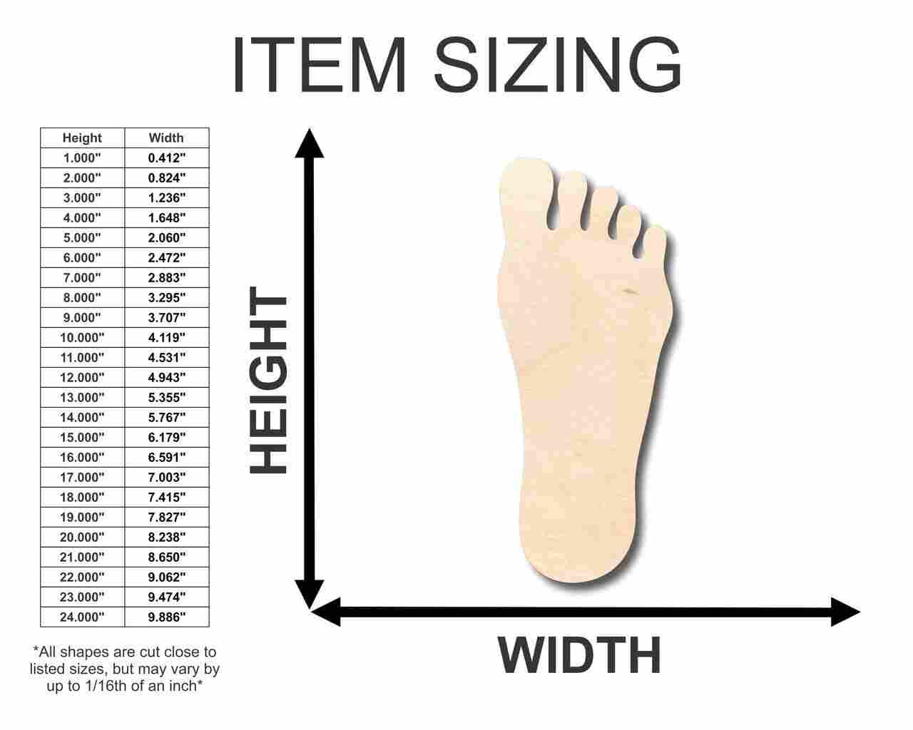 Unfinished Baltic Birch Wood Foot Shapes for DIY Crafts - Sizes Up to 24 Inches
