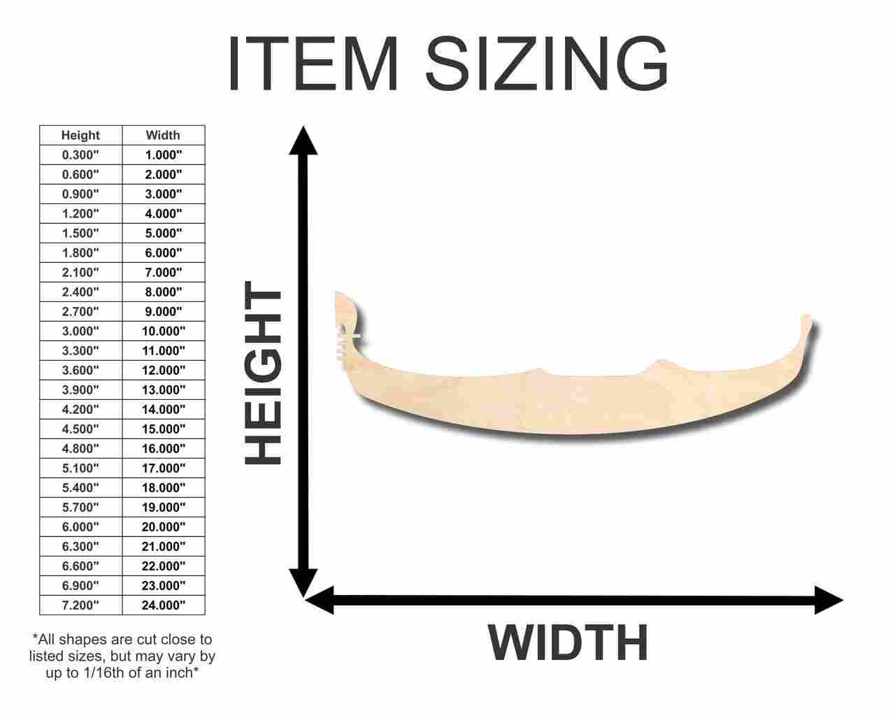 DIY Unfinished Baltic Birch Wood Gondola Shape for Crafts, up to 46