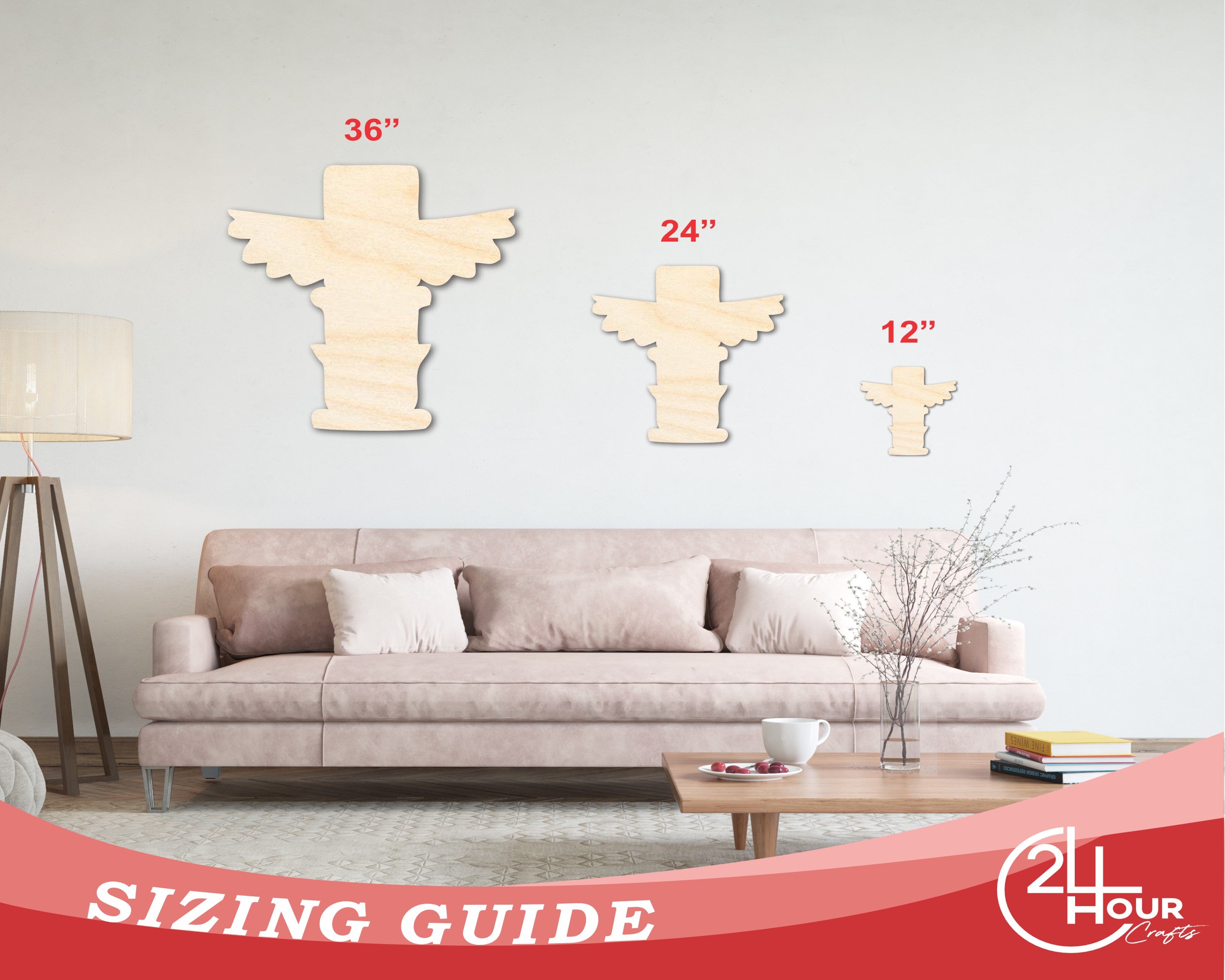 DIY Unfinished Native American Wood Totem Shape Cutouts up to 46 Inches