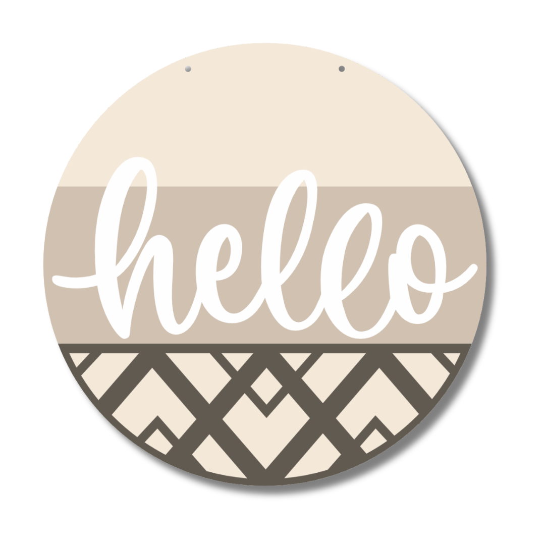 1/4 - inch Thick Unfinished Wood Geometric 'Hello' Door Sign Craft Kit