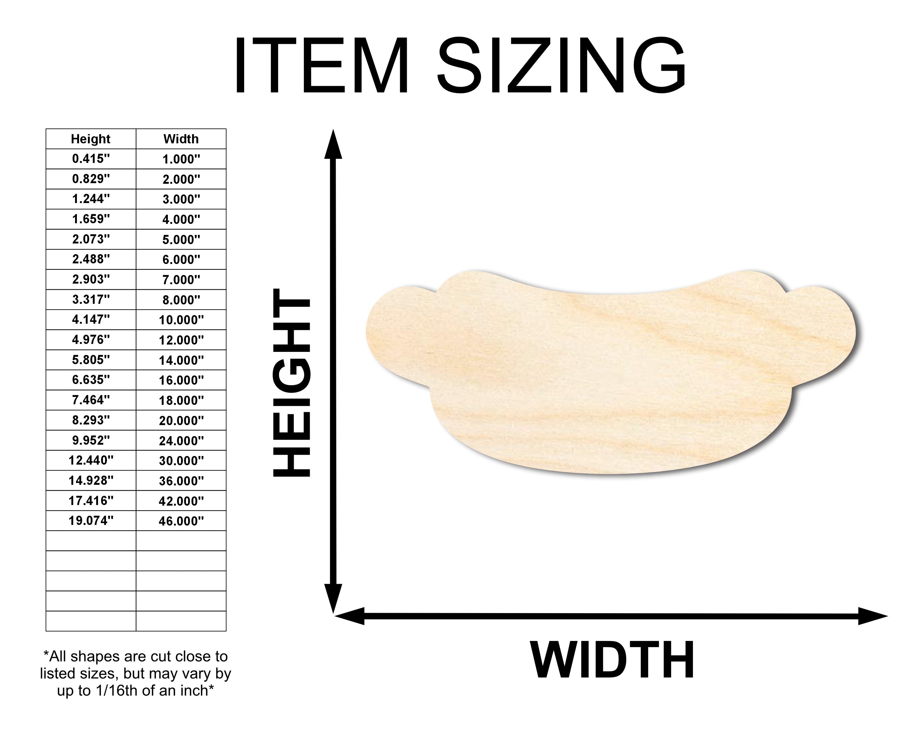 Unfinished Baltic Birch Hot Dog Shape Craft Cutouts for Up to 46 DIY Projects