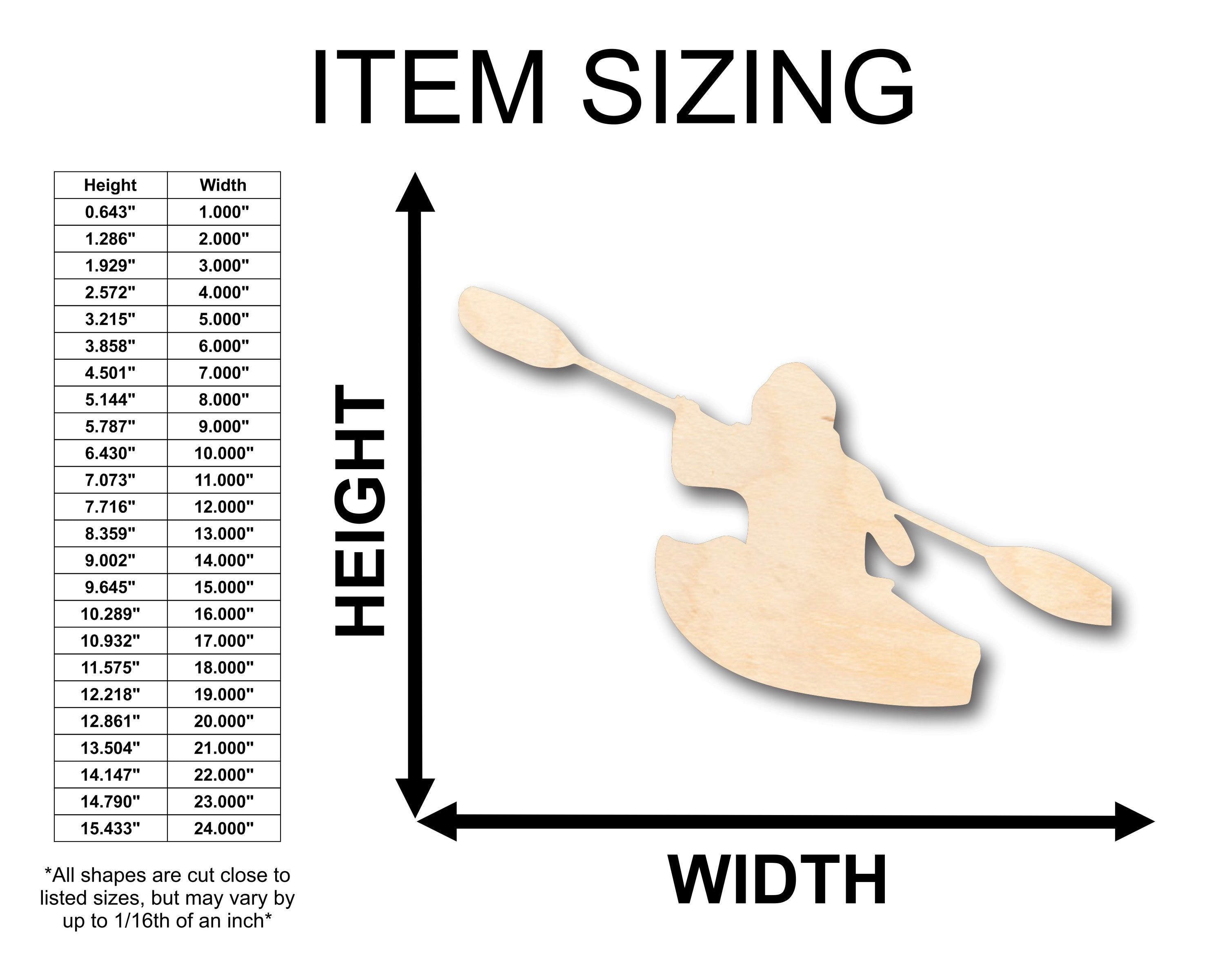 DIY Unfinished Wood Kayaking Person Shape Craft - Up to 46 Inches