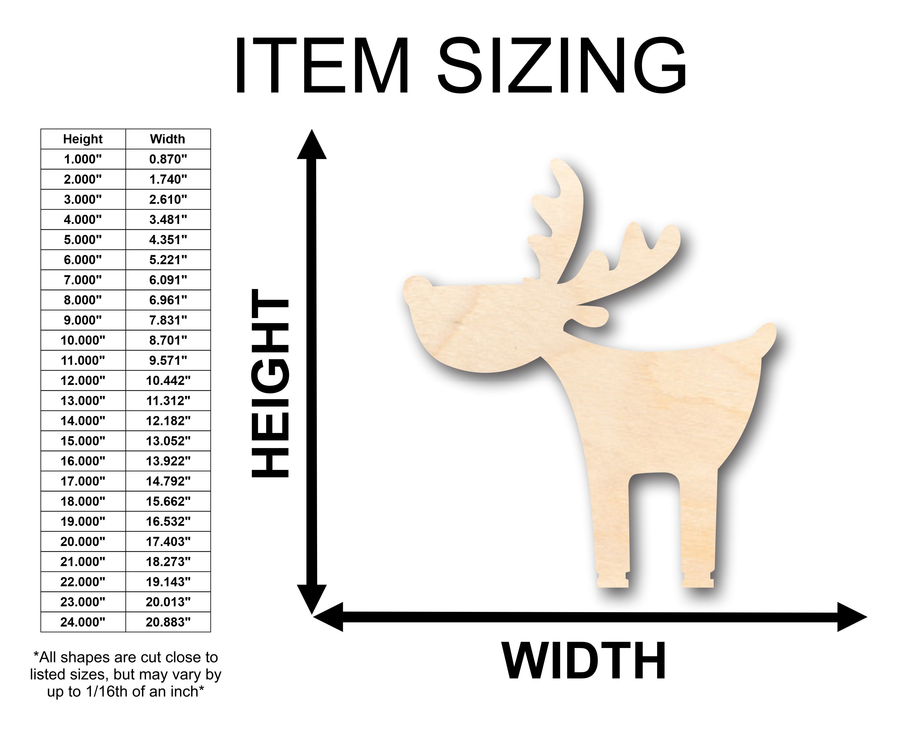 DIY Unfinished Wood Cute Deer and Moose Shapes up to 46