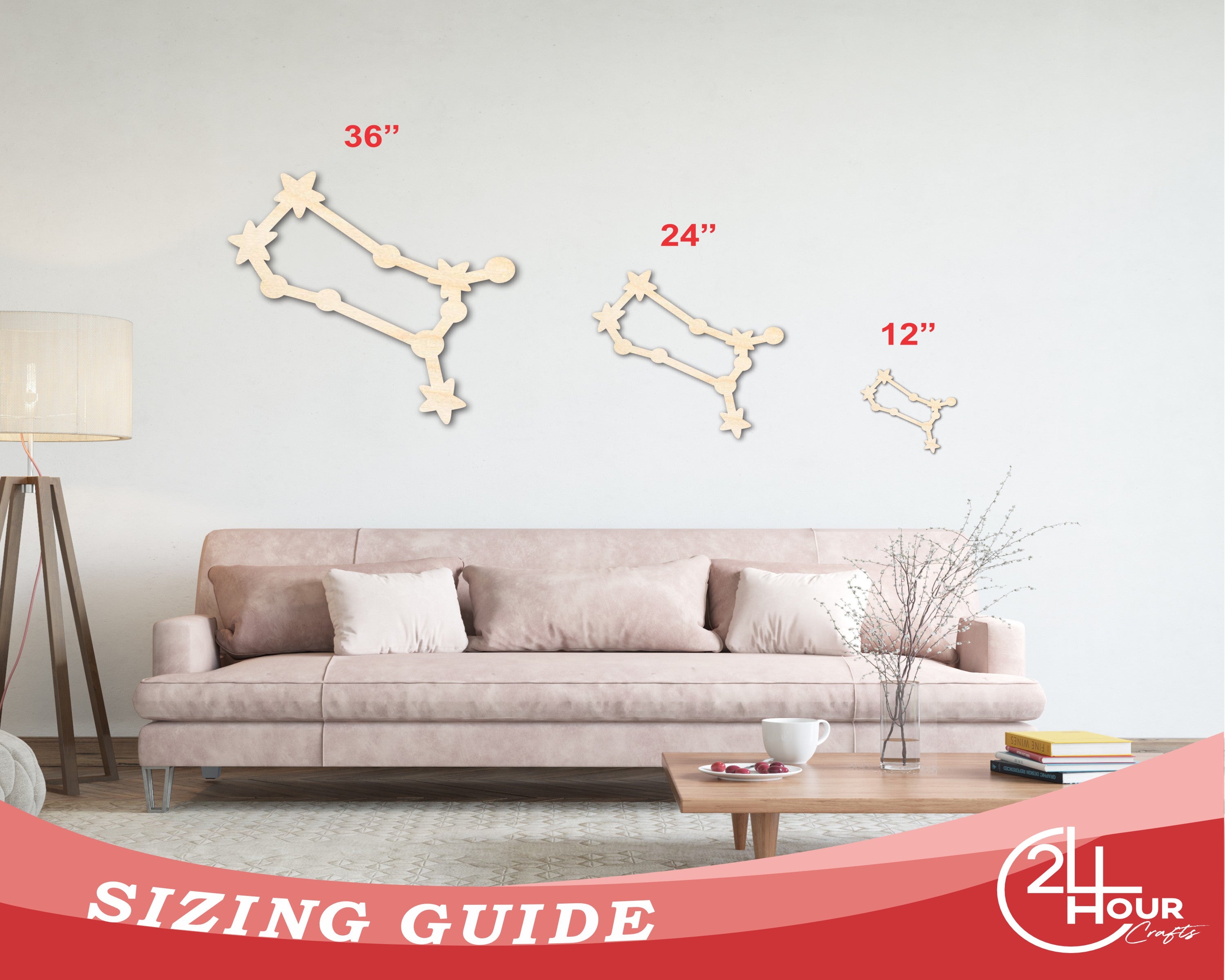 Unfinished Wood Craft - Gemini Constellation Zodiac Shape Available up to 46 Inches