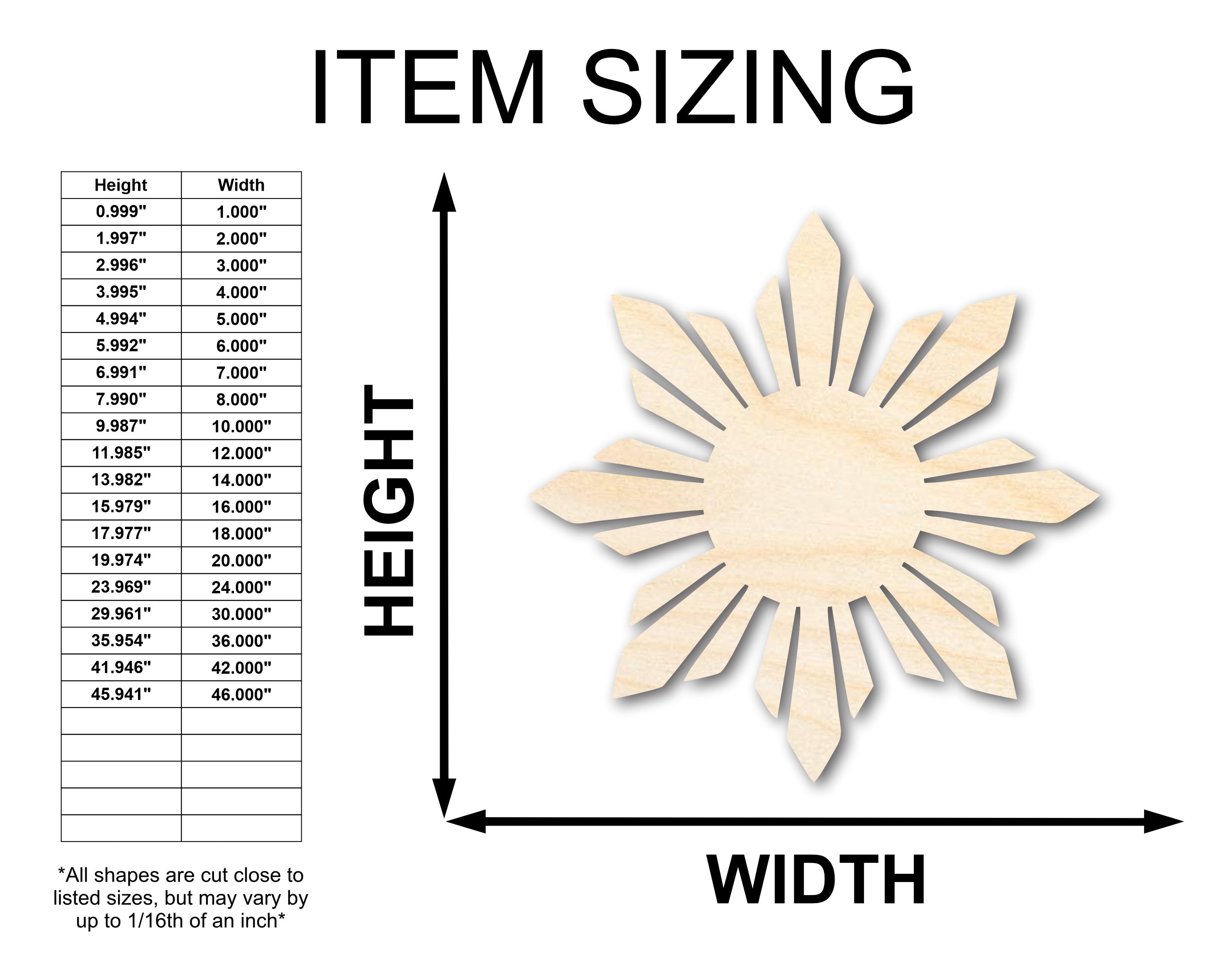 Unfinished Baltic Birch Wood Folk Sun Silhouette Shape for Crafts - Up to 36 Inches
