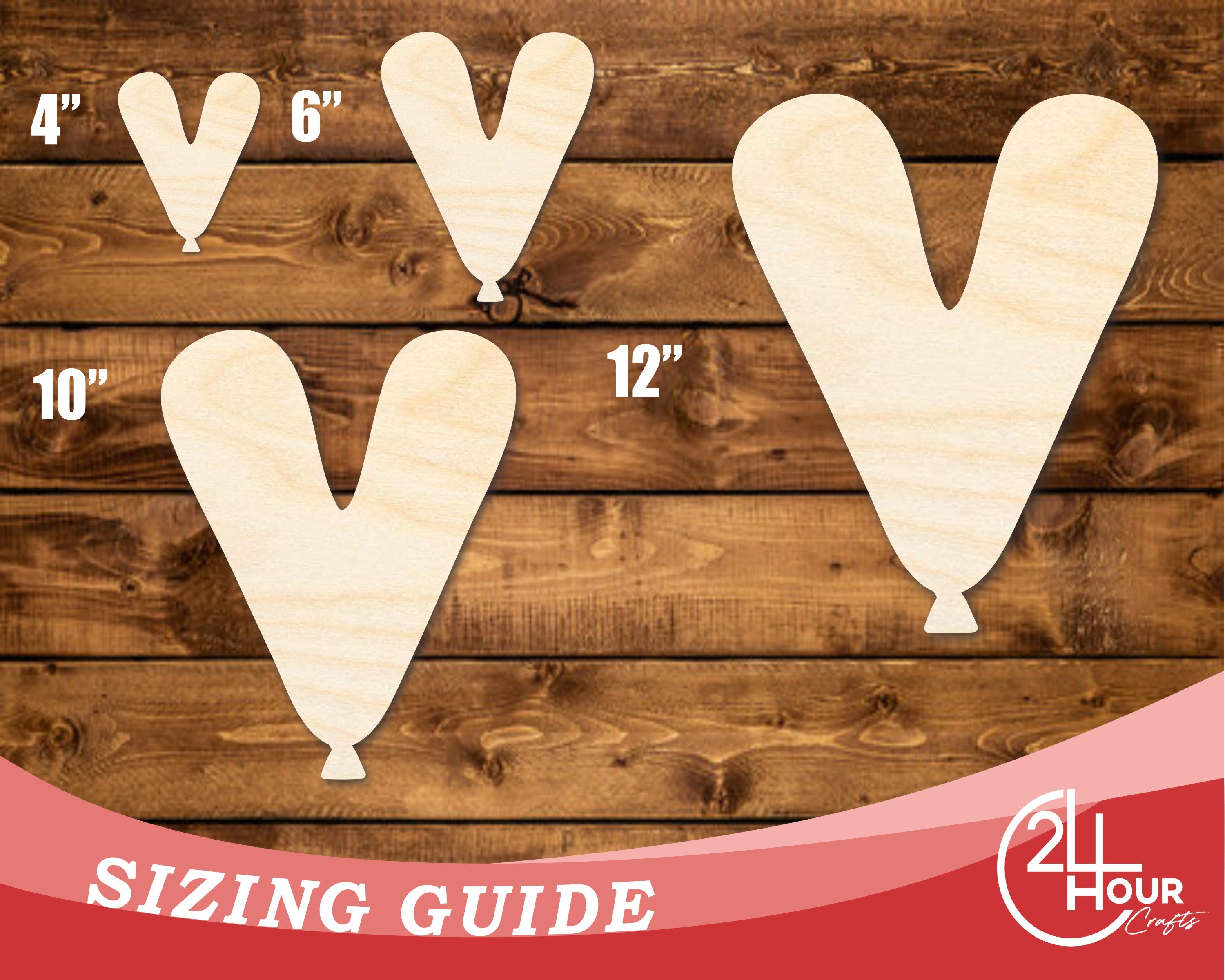 Unfinished Baltic Birch V - Shape Balloon Letter for Up to 46 DIY Crafts