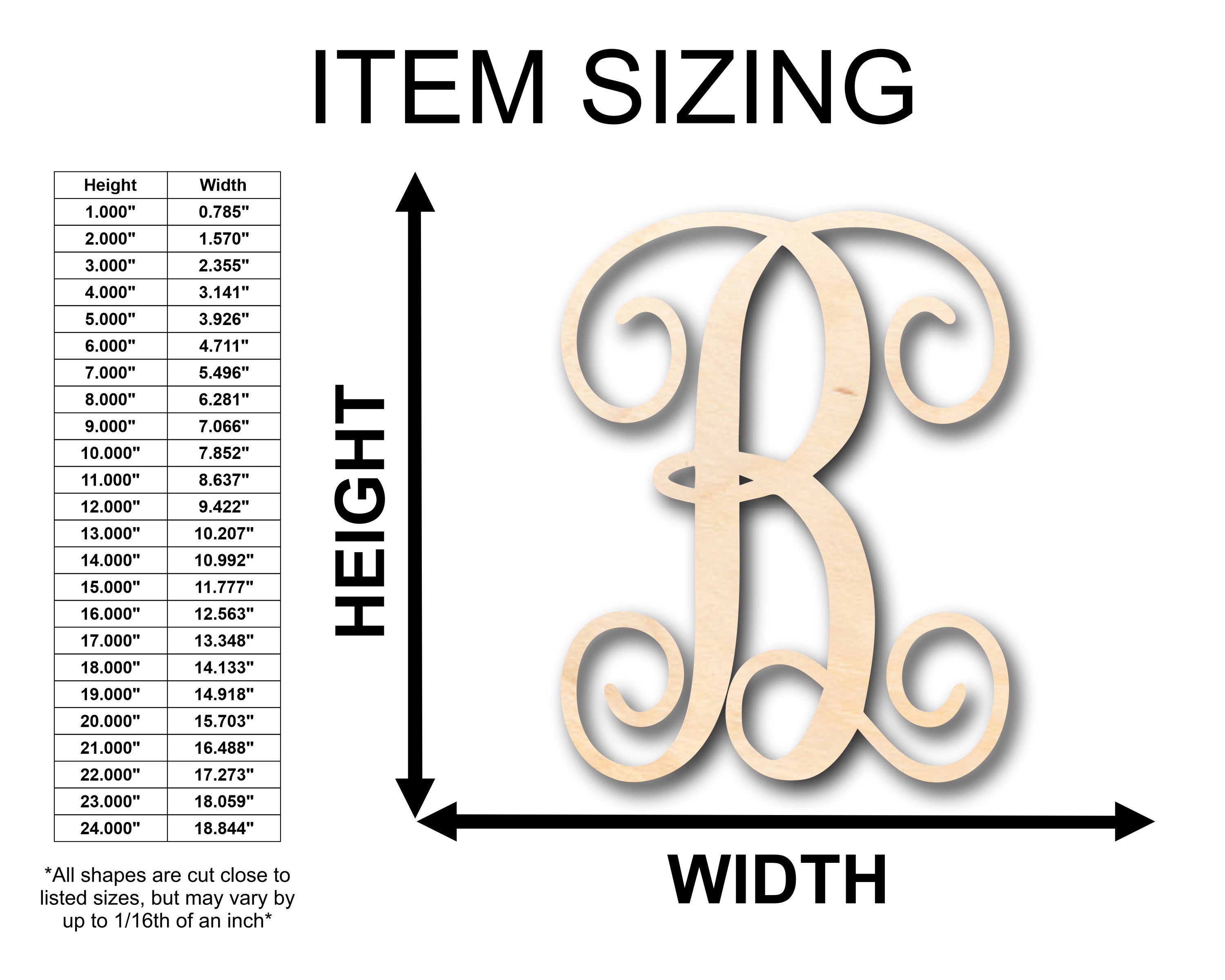 DIY Unfinished Wood Monogram B Shape for Crafts up to 46 Inches