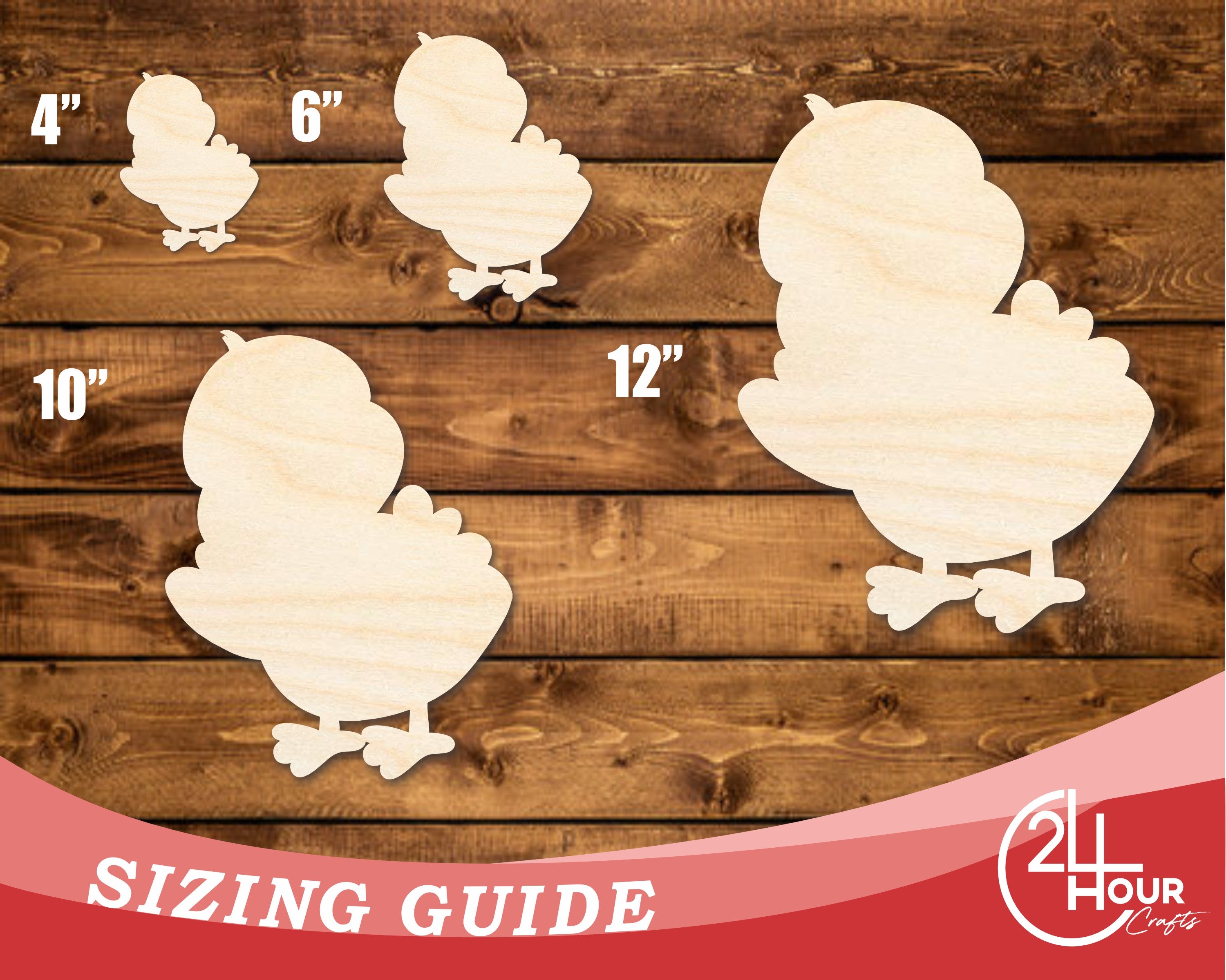 DIY Unfinished Baltic Birch Happy Chick Shape Cutout - Up to 46 Inches