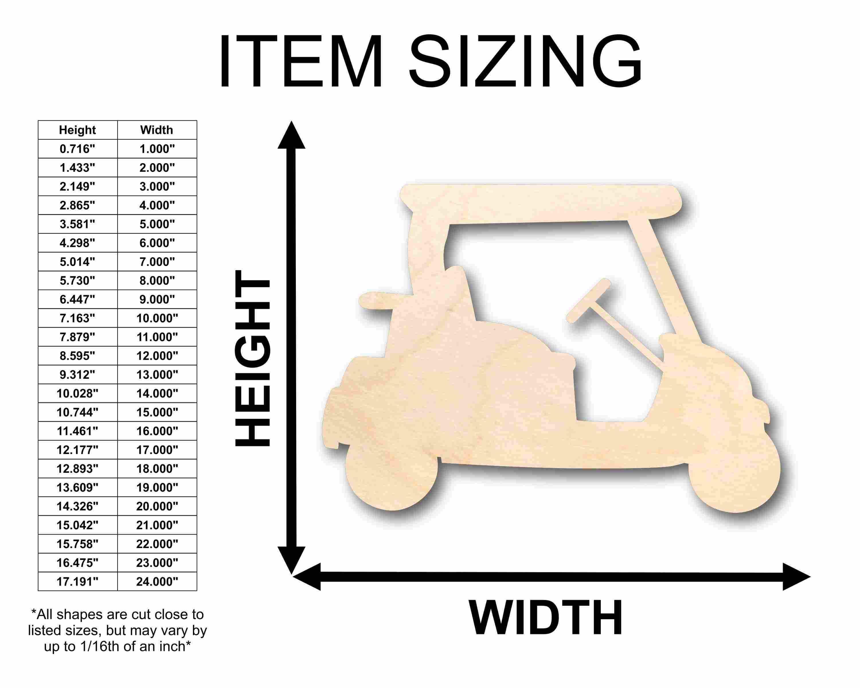DIY Unfinished Baltic Birch Wood Golf Cart Silhouette - Up to 46 for Crafting