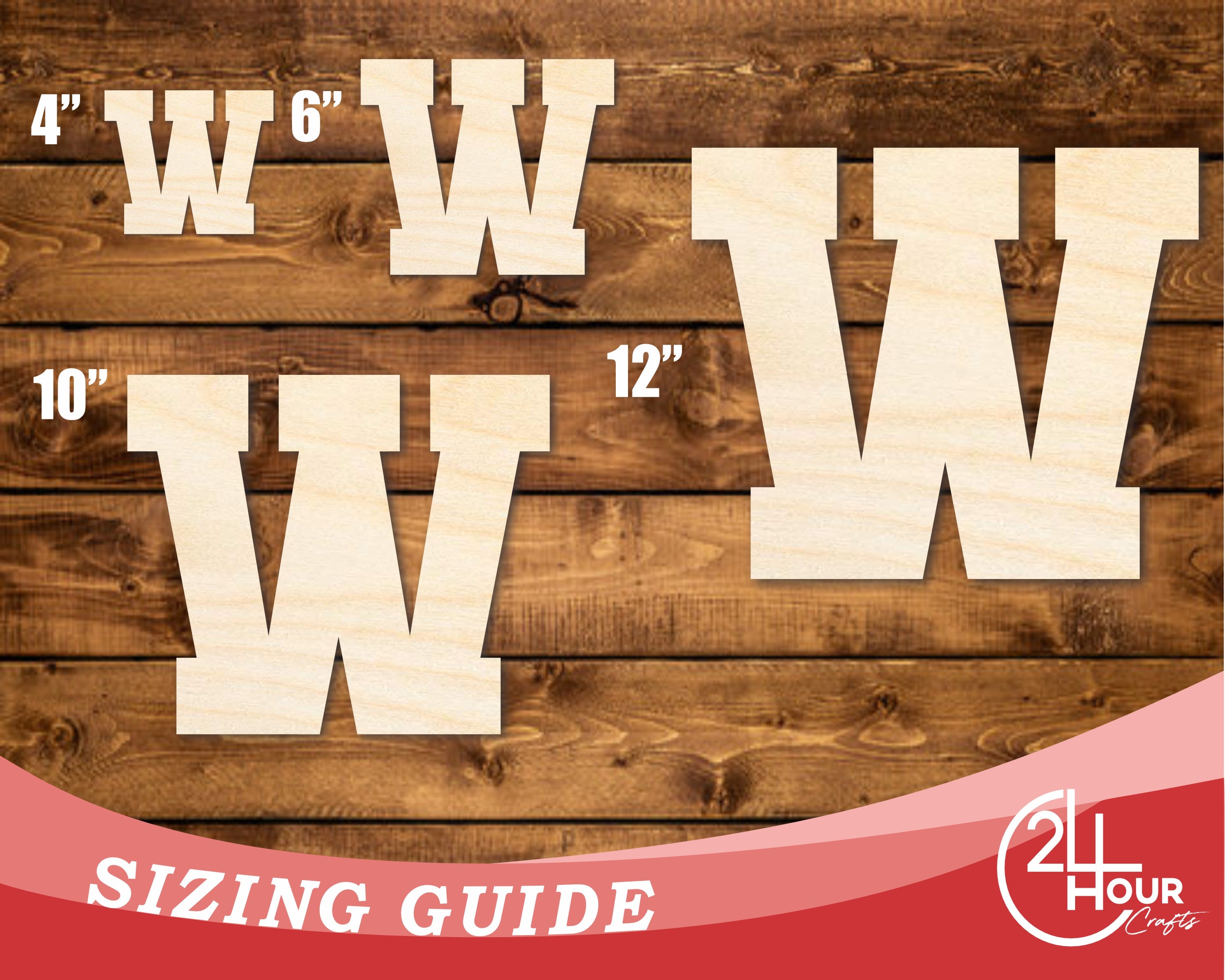 DIY Unfinished W - Shape Varsity Team Font Wood Cutout up to 46 Inches