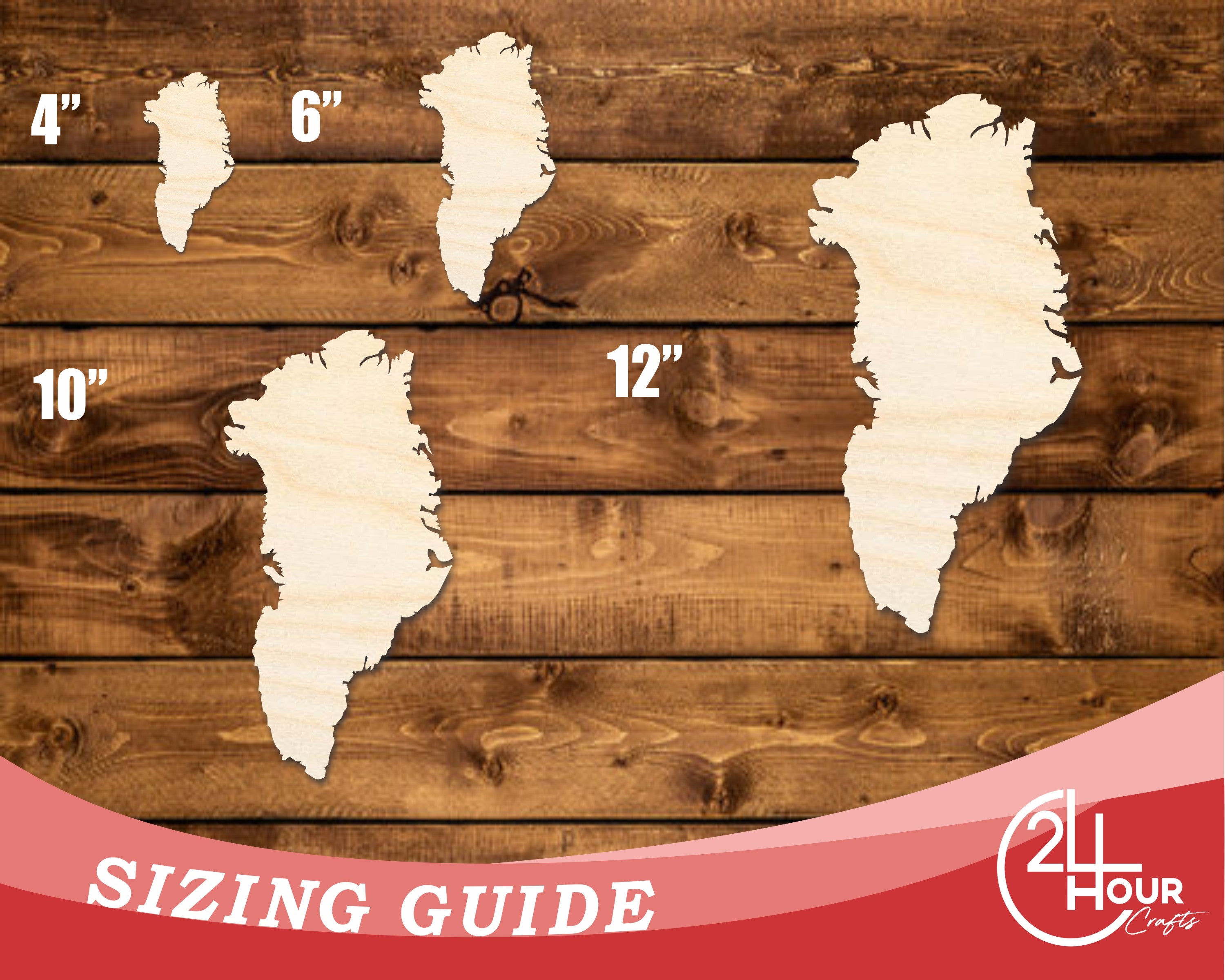 Unfinished Baltic Birch Wood Greenland Shape Cutouts for DIY Crafts | Up to 46 Inches for 24+ DIY Projects