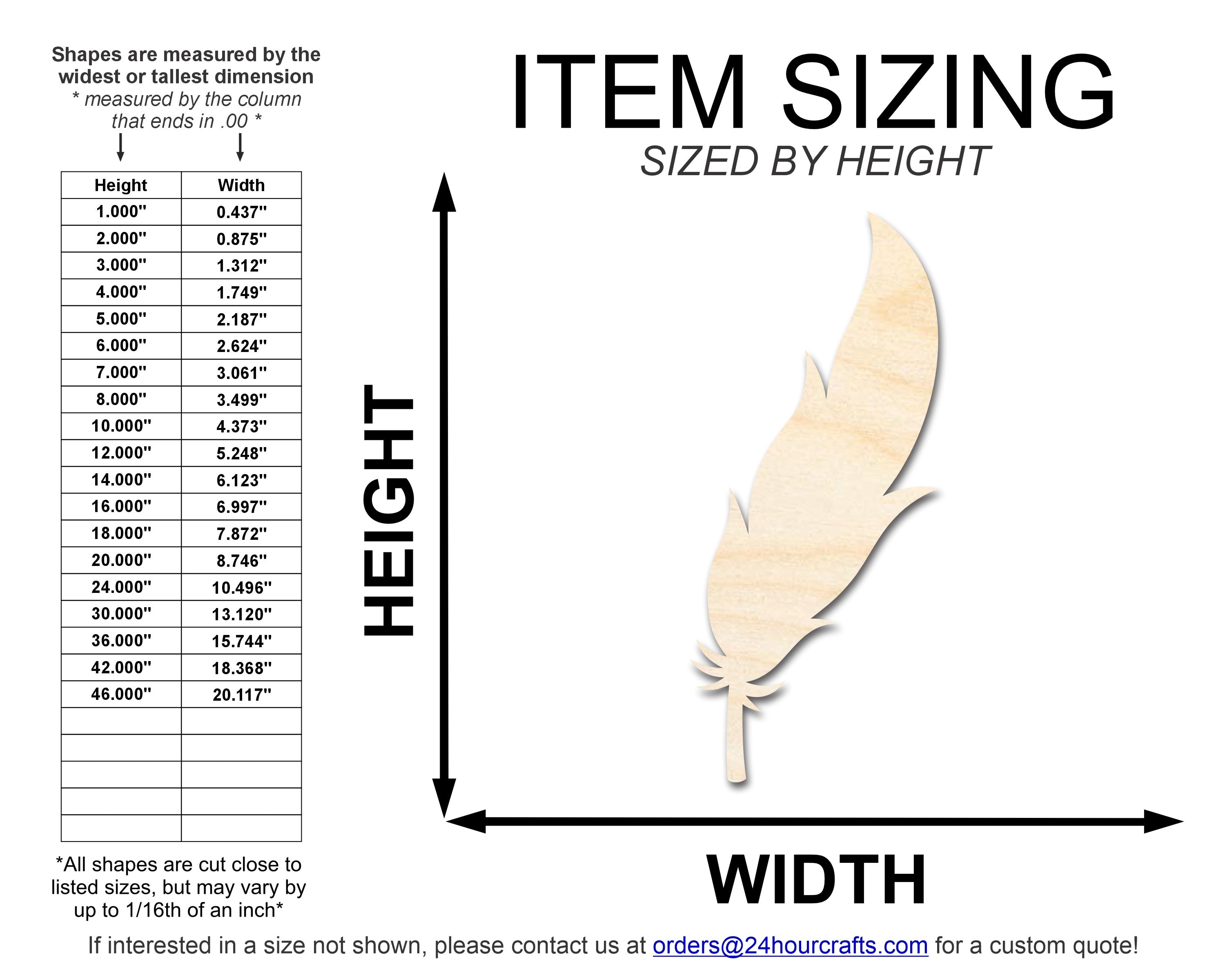Unfinished DIY Craft Cutout in Feather Shape | Up to 46 Different DIY Options