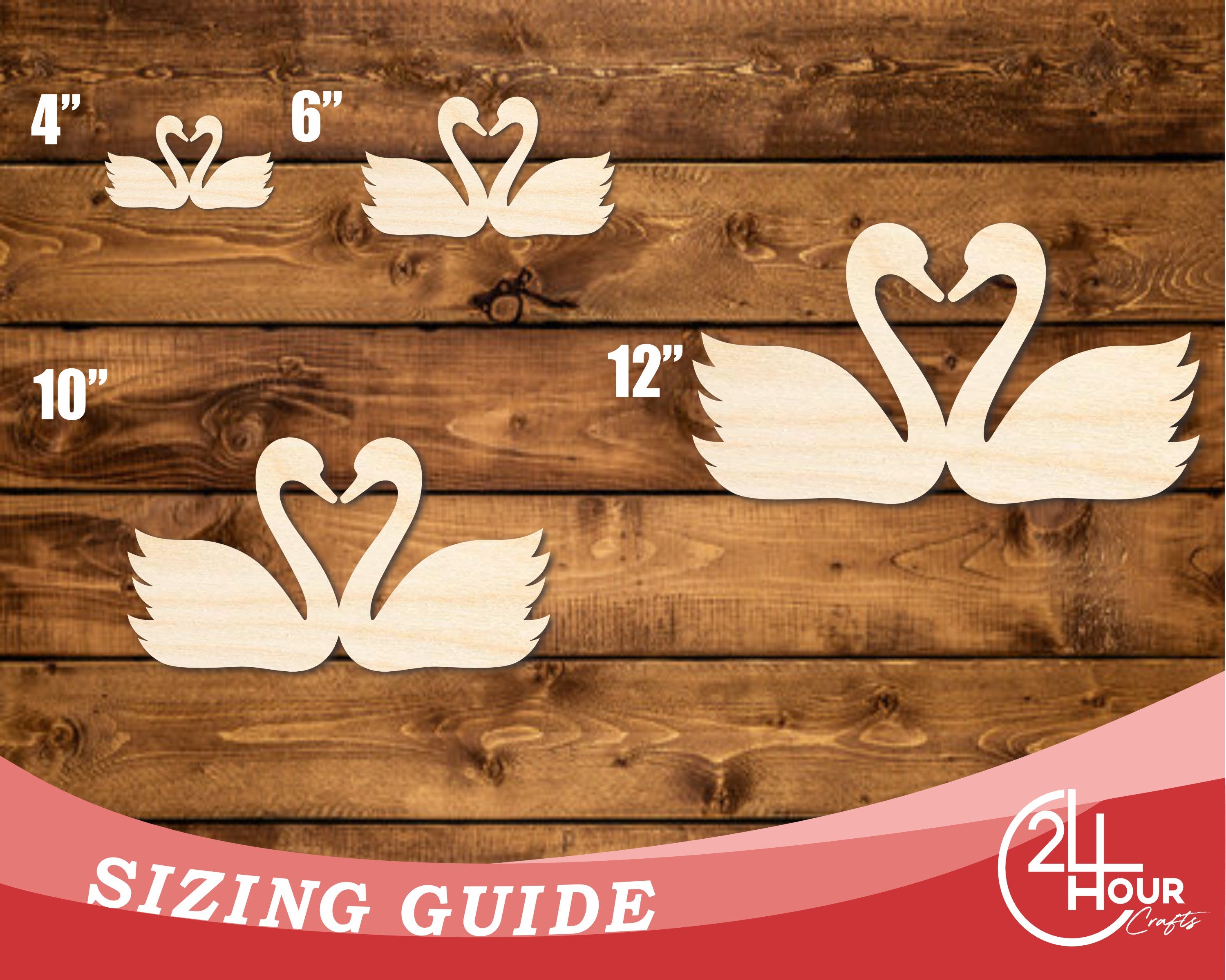 Unfinished DIY Craft Cutout in the Shape of Love Swans for Up to 46 DIY Projects