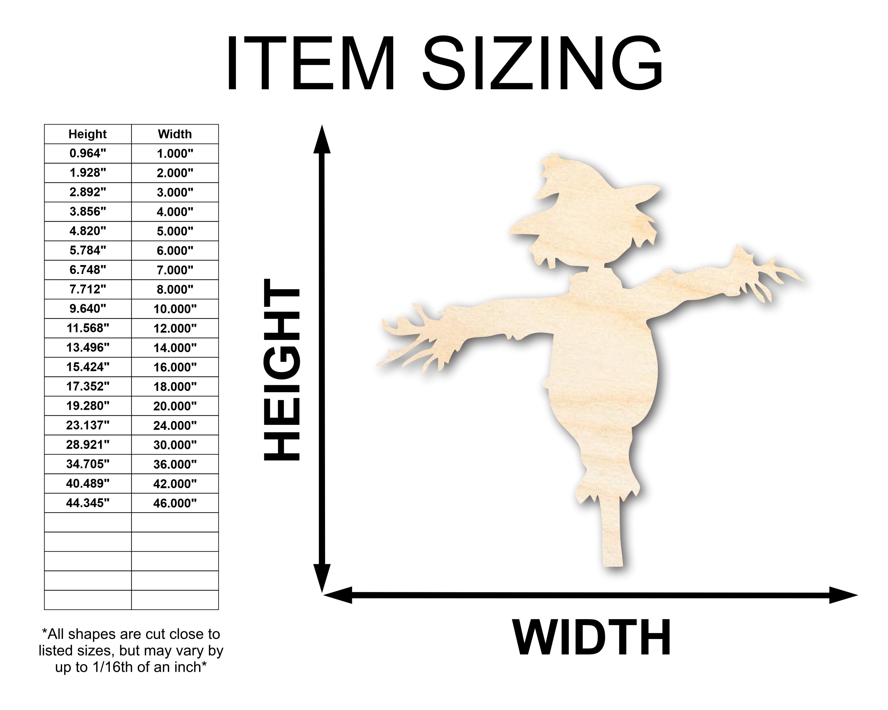 Unfinished Baltic Birch Wood Scarecrow Shape for Crafts - Sizes Up to 46 Inches