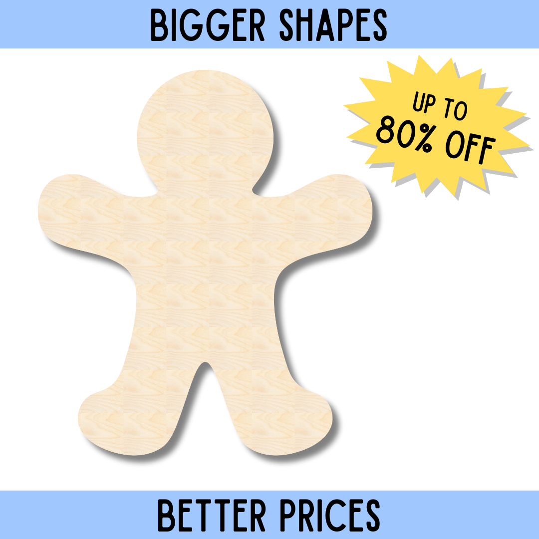 Enhanced Unfinished Wood Gingerbread Man Shape for DIY Crafts